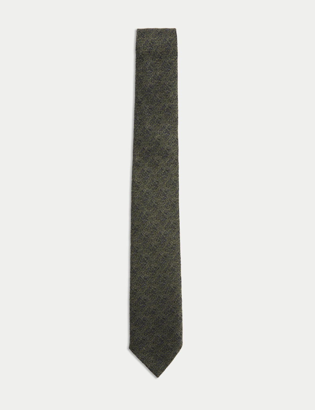 JAEGER  Herringbone Silk Blend Tie - 1SIZE - Green Mix, Green Mix