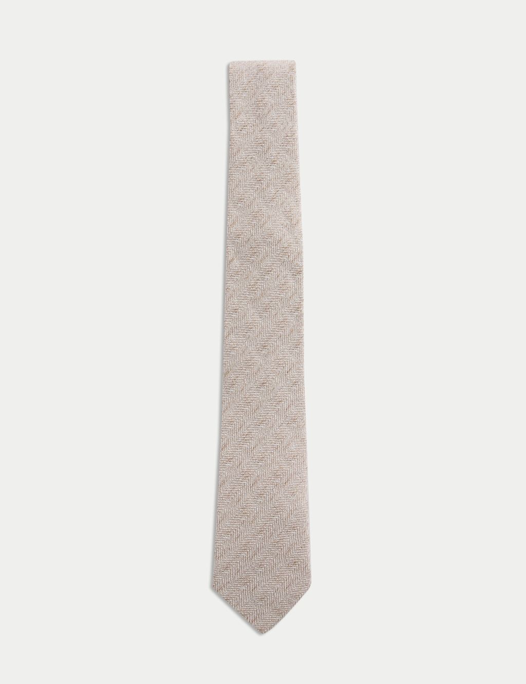 JAEGER  Herringbone Silk Blend Tie - 1SIZE - Stone, Stone