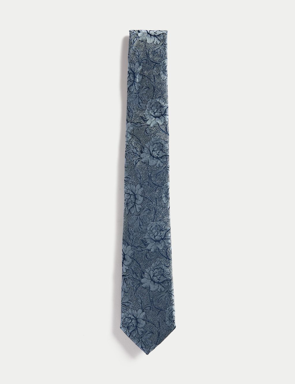 JAEGER  Slim Floral Pure Silk Tie - 1SIZE - Navy Mix, Navy Mix