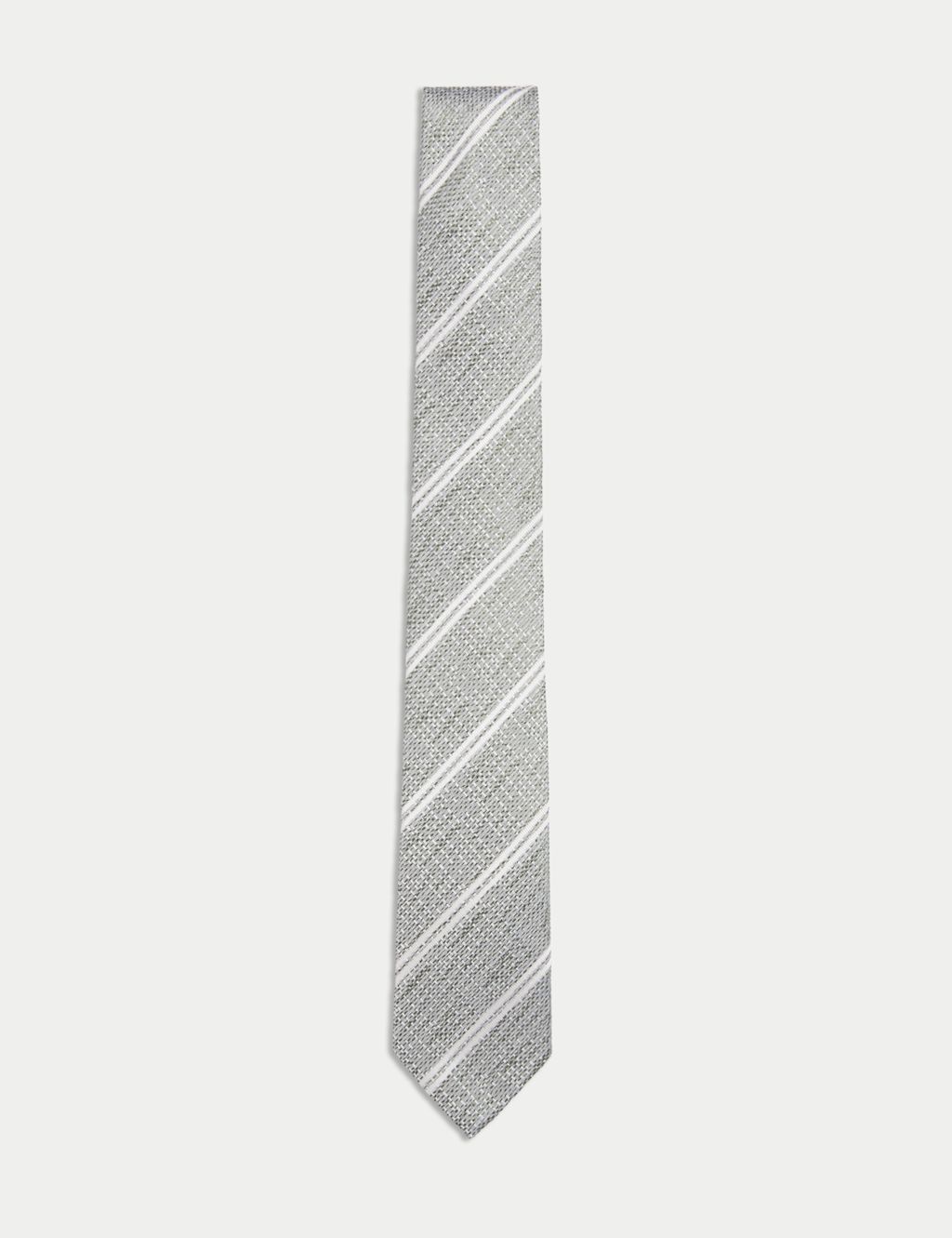JAEGER  Slim Striped Pure Silk Tie - 1SIZE - Sage Mix, Sage Mix