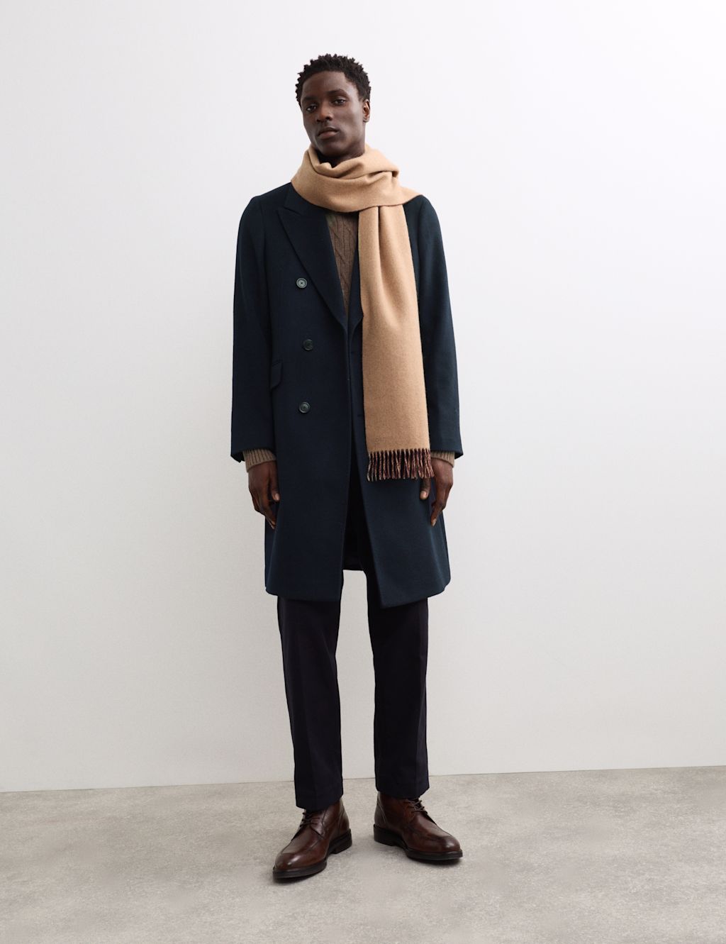 JAEGER  Cashmere and Italian Wool Blend Revere Coat - XXLREG - Navy, Navy