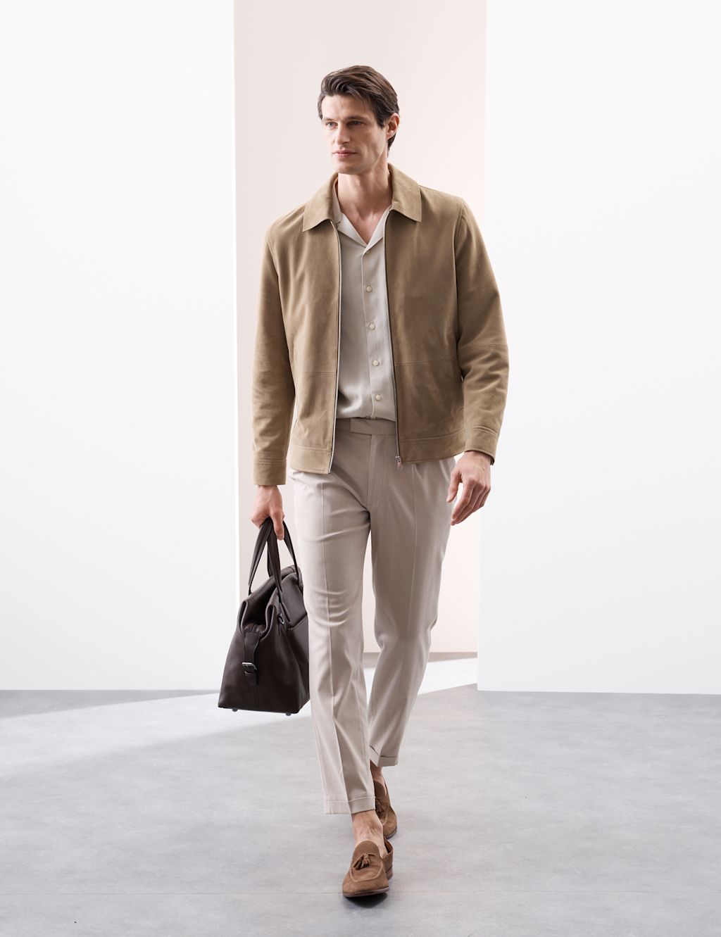 Autograph Suede Harrington Jacket - L - Toffee, Toffee