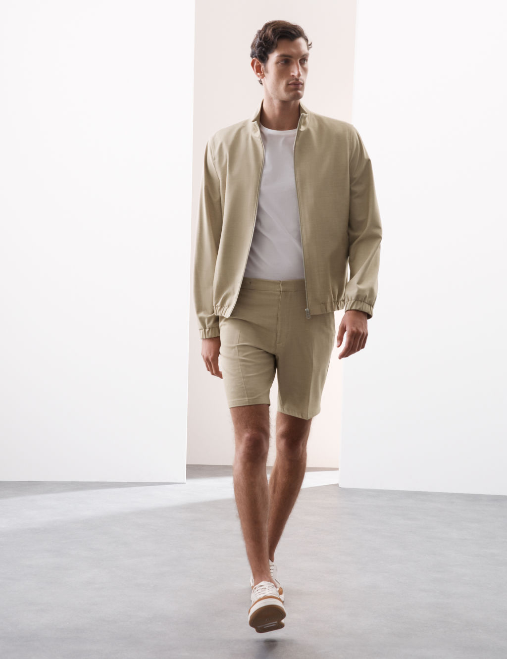 Autograph Funnel Neck 360 Flex Bomber Jacket - S - Sand, Sand