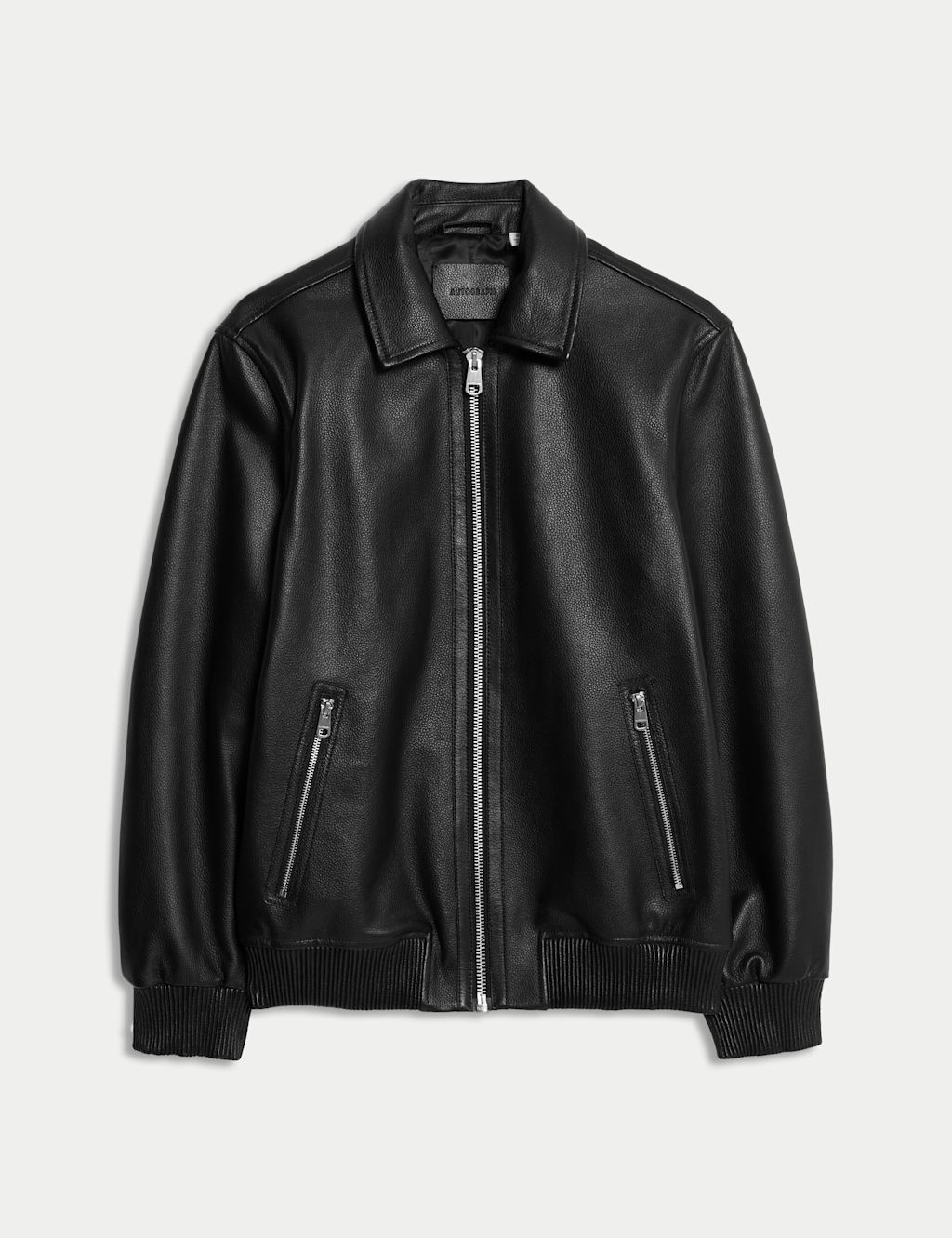 Autograph Leather Harrington Jacket - L - Black, Black