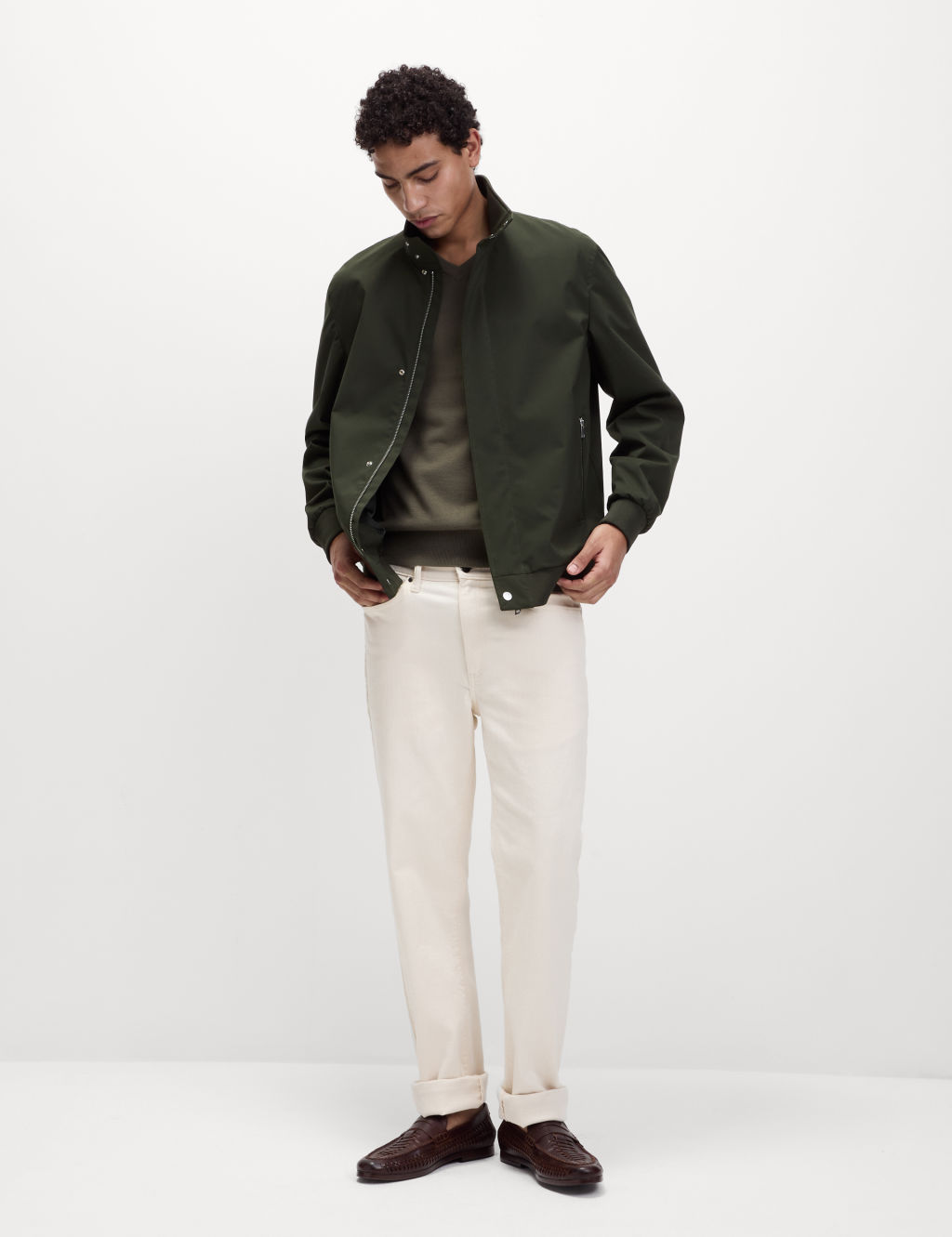 M&S Bomber Jacket with Stormwear™ - LREG - Khaki, Khaki