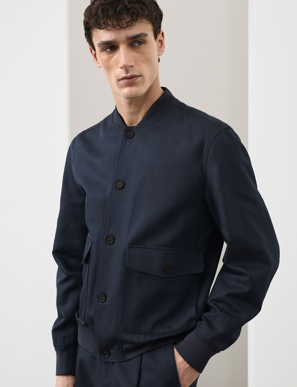 Autograph Cotton Linen Blend Bomber - XL - Dark Petrol, Dark Petrol