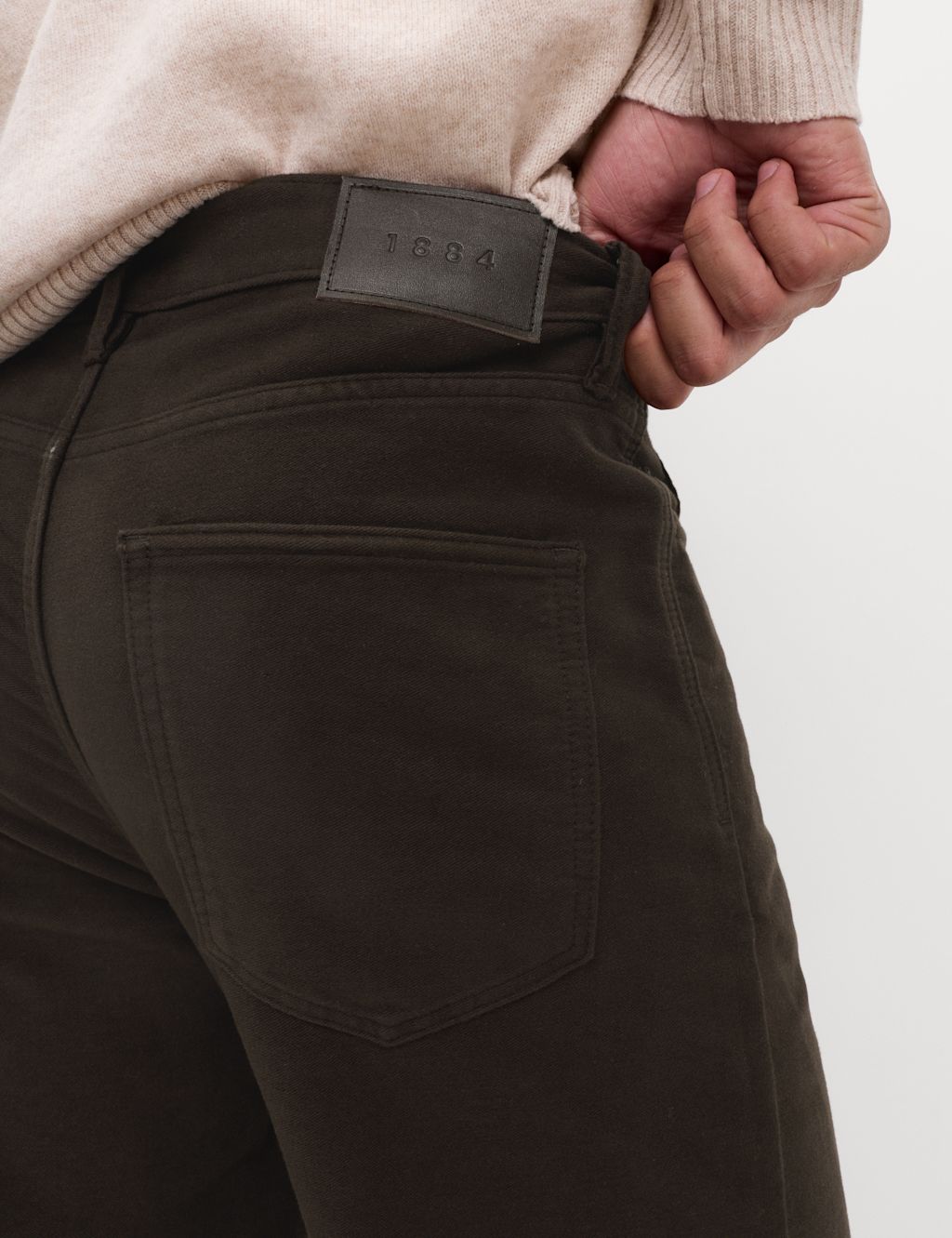 M&S Straight Fit Italian Moleskin 5 Pocket Trousers - 4429 - Bitter Chocolate, Bitter Chocolate