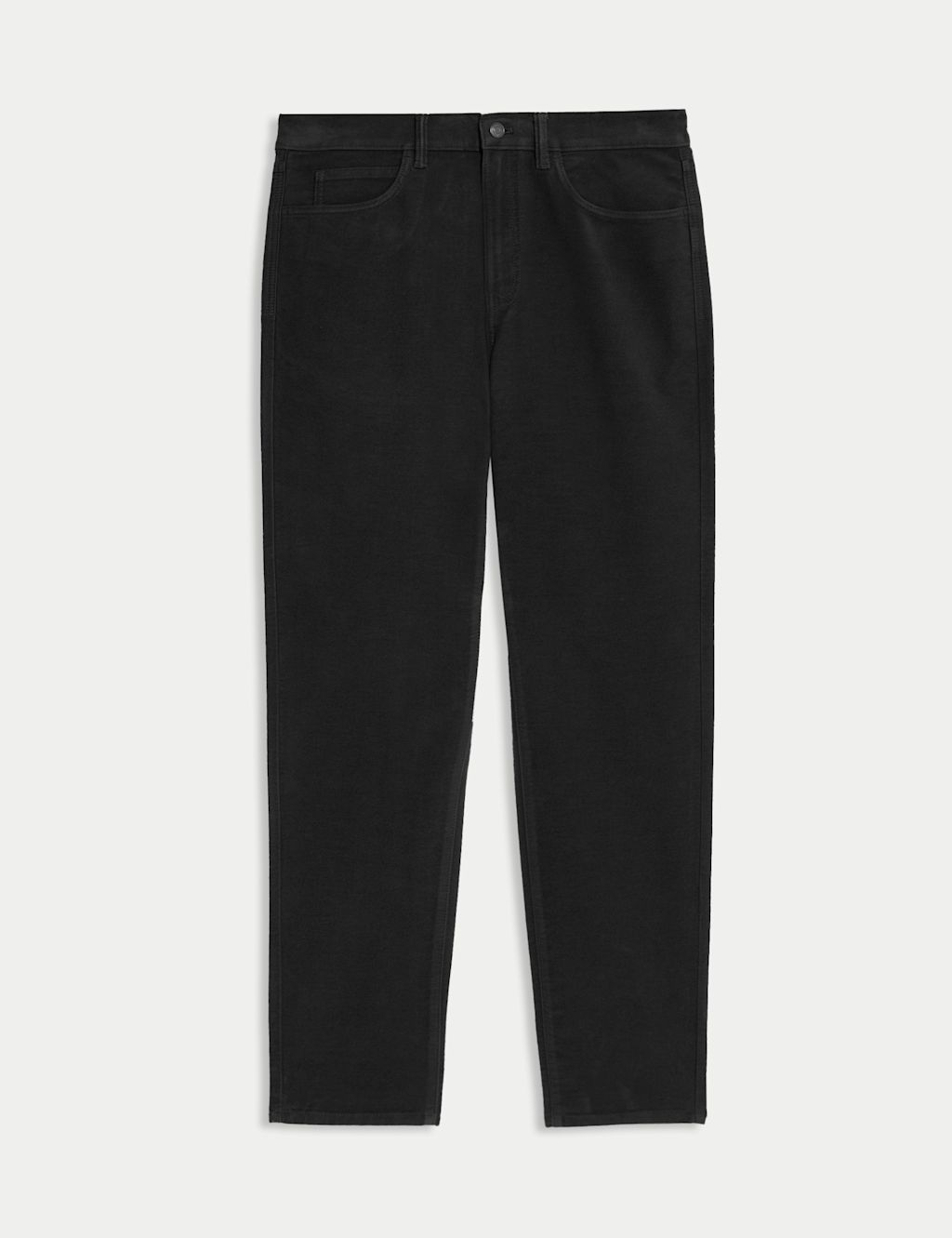 M&S Straight Fit Italian Moleskin 5 Pocket Trousers - 4429 - Black, Black