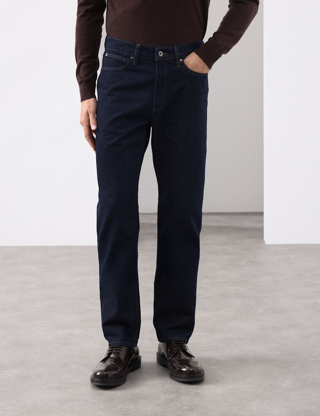 Autograph Straight Fit Jeans with Wool - 4229 - Indigo, Indigo