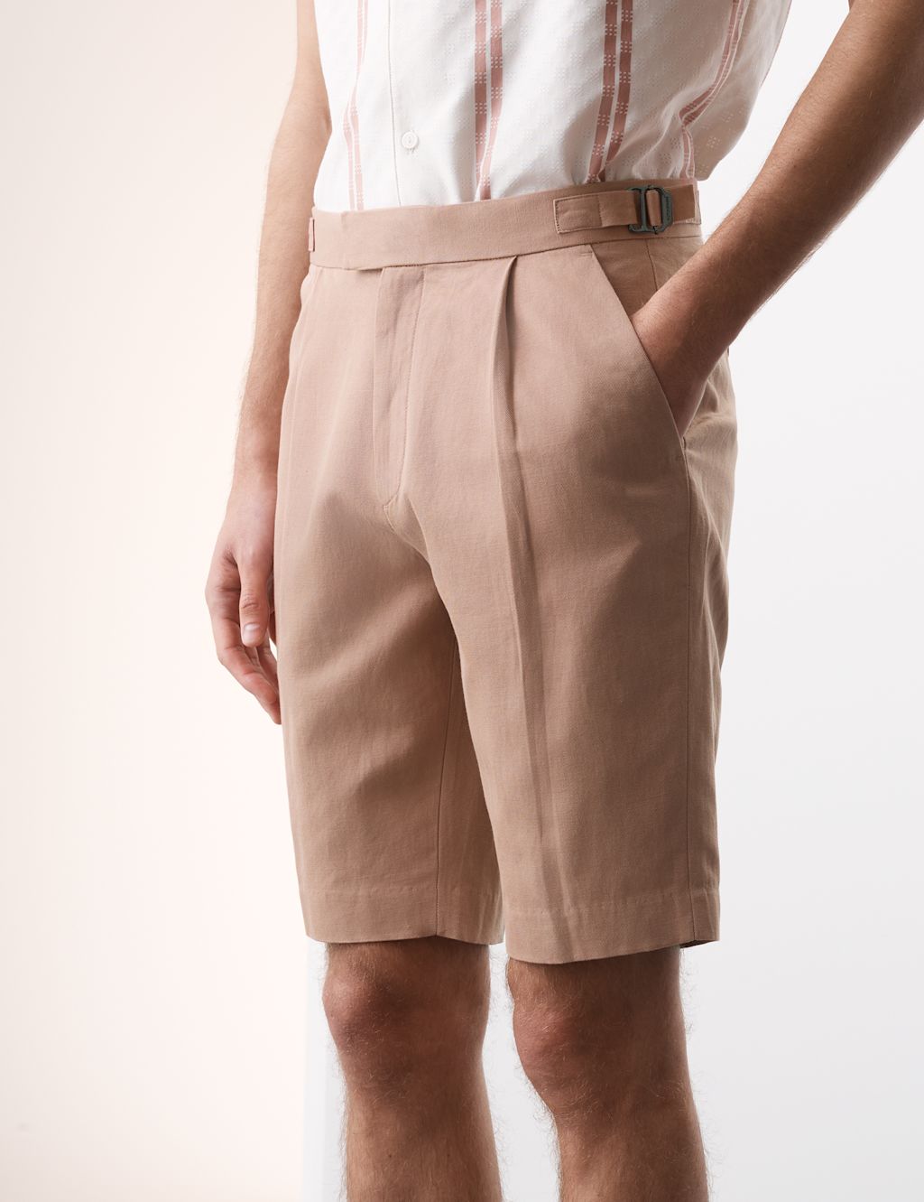 Autograph Cotton Linen Blend Single Pleat Shorts - 30LNG - Rich Quartz, Rich Quartz