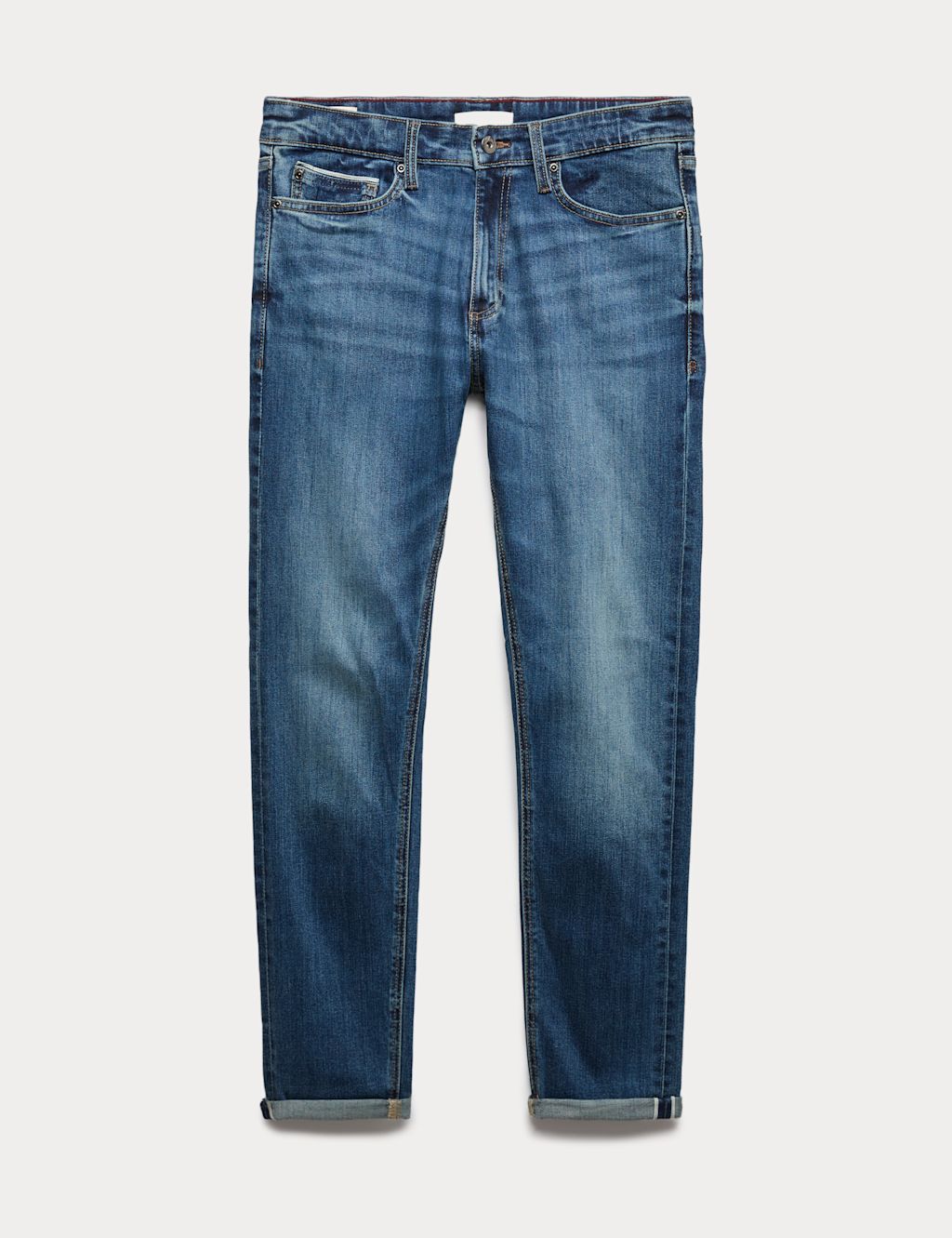 Autograph Slim Fit Japanese Selvedge Stretch Jeans - 3431 - Med Blue Denim, Med Blue Denim