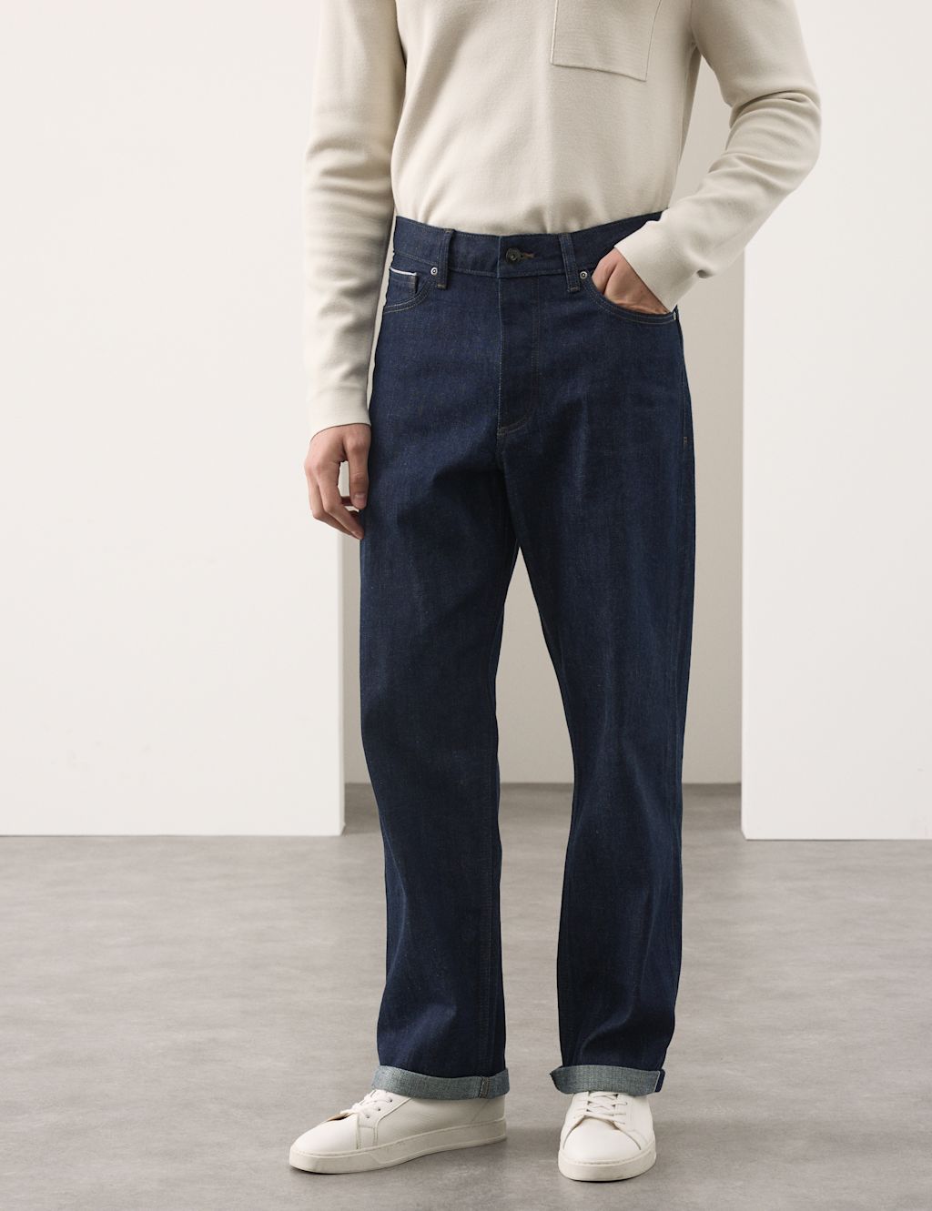 Autograph Loose Fit Pure Cotton Japanese Selvedge Jeans - 30/29in - Indigo, Indigo