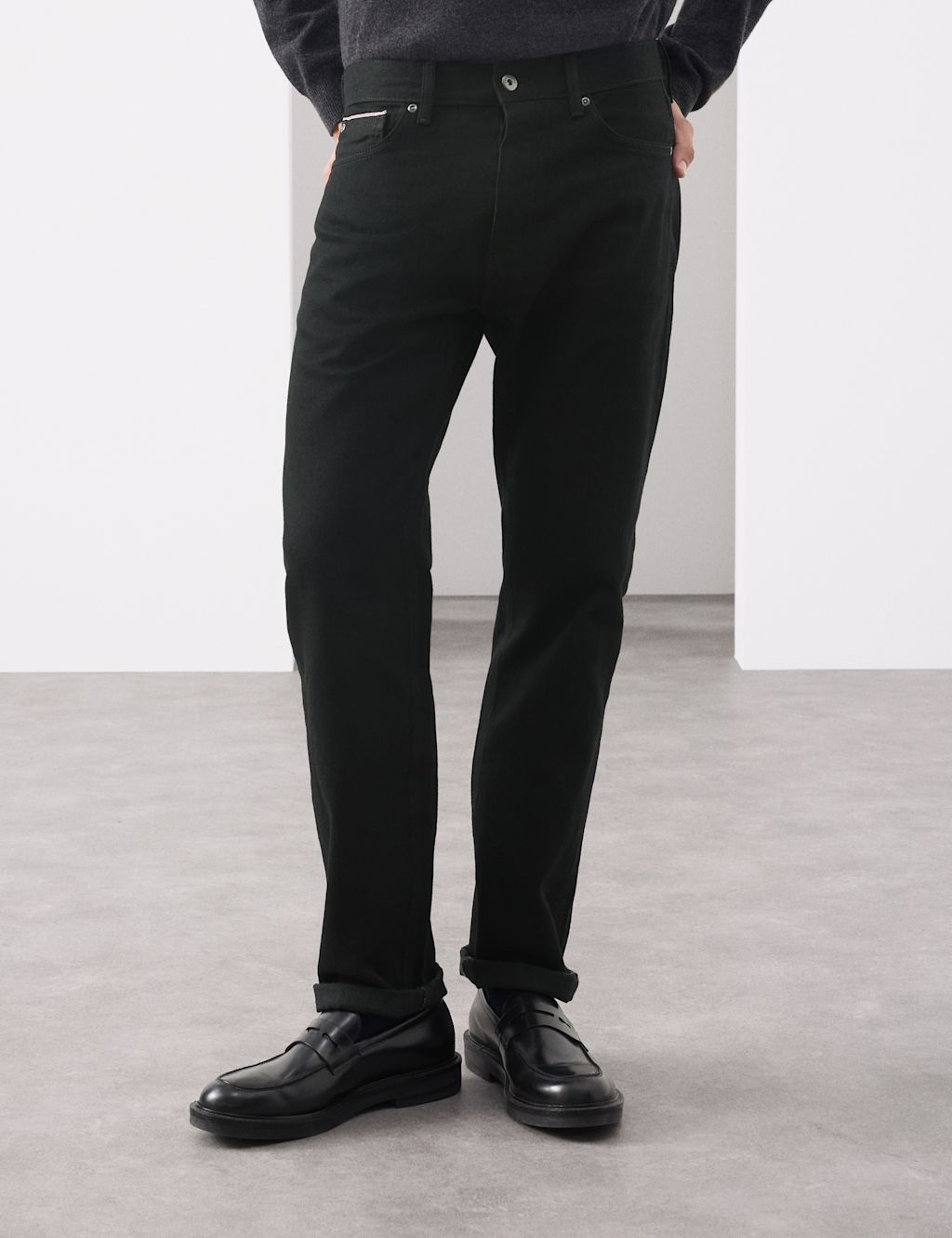 Autograph Straight Fit Japanese Rigid Selvedge Jeans - 4031 - Black, Black