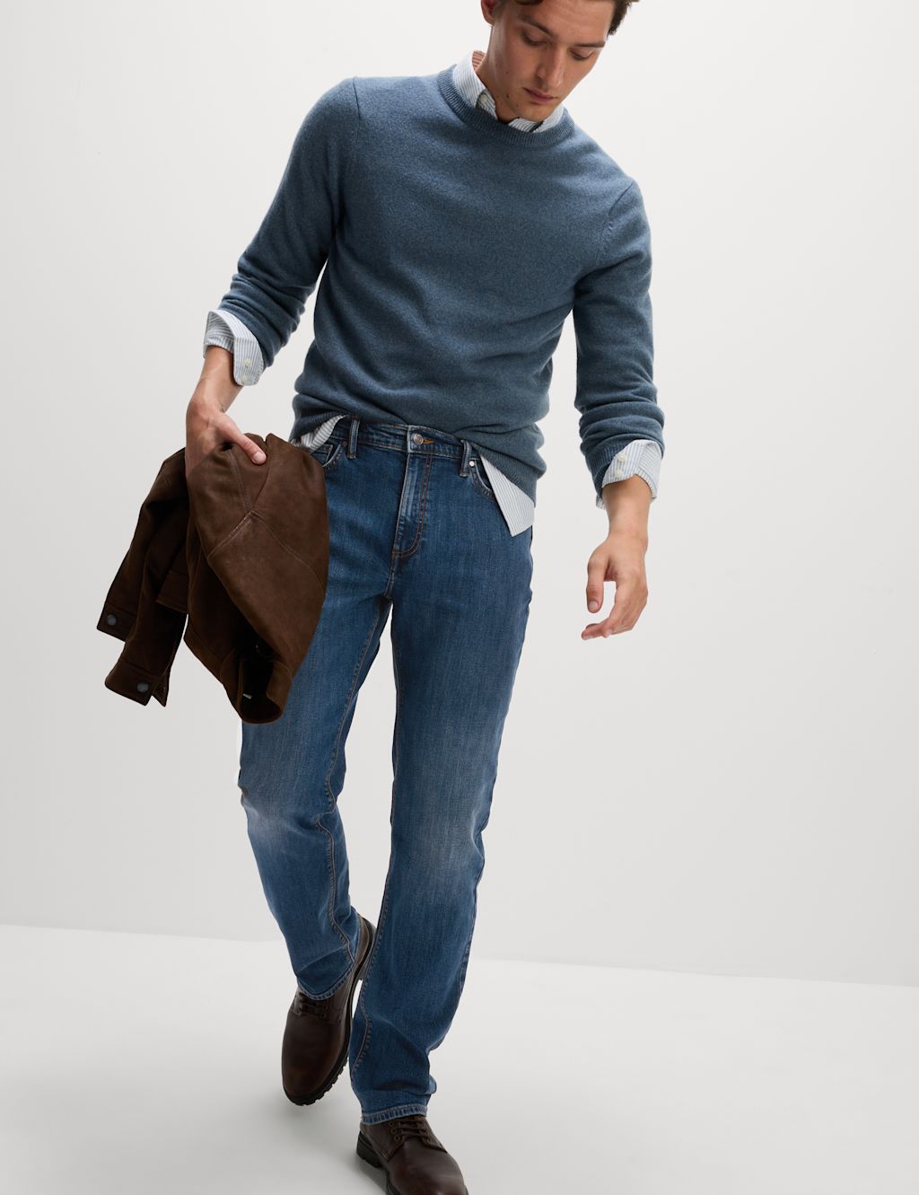 M&S Straight Fit Stretch Jeans - 5029 - Blue Denim, Blue Denim