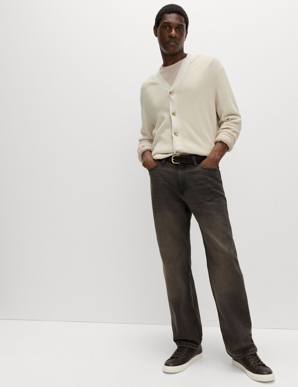 M&S Authentic Relaxed Straight Fit Jeans - 3029 - Brown Tint, Brown Tint