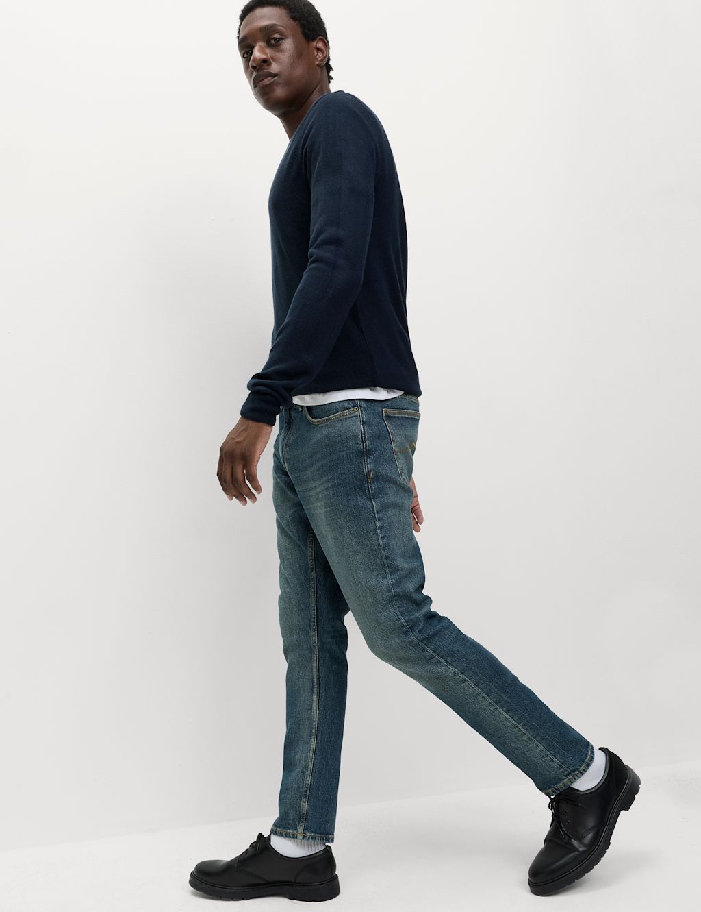 M&S Slim Fit 5 Pocket Stretch Jeans - 4231 - Medium Blue, Medium Blue