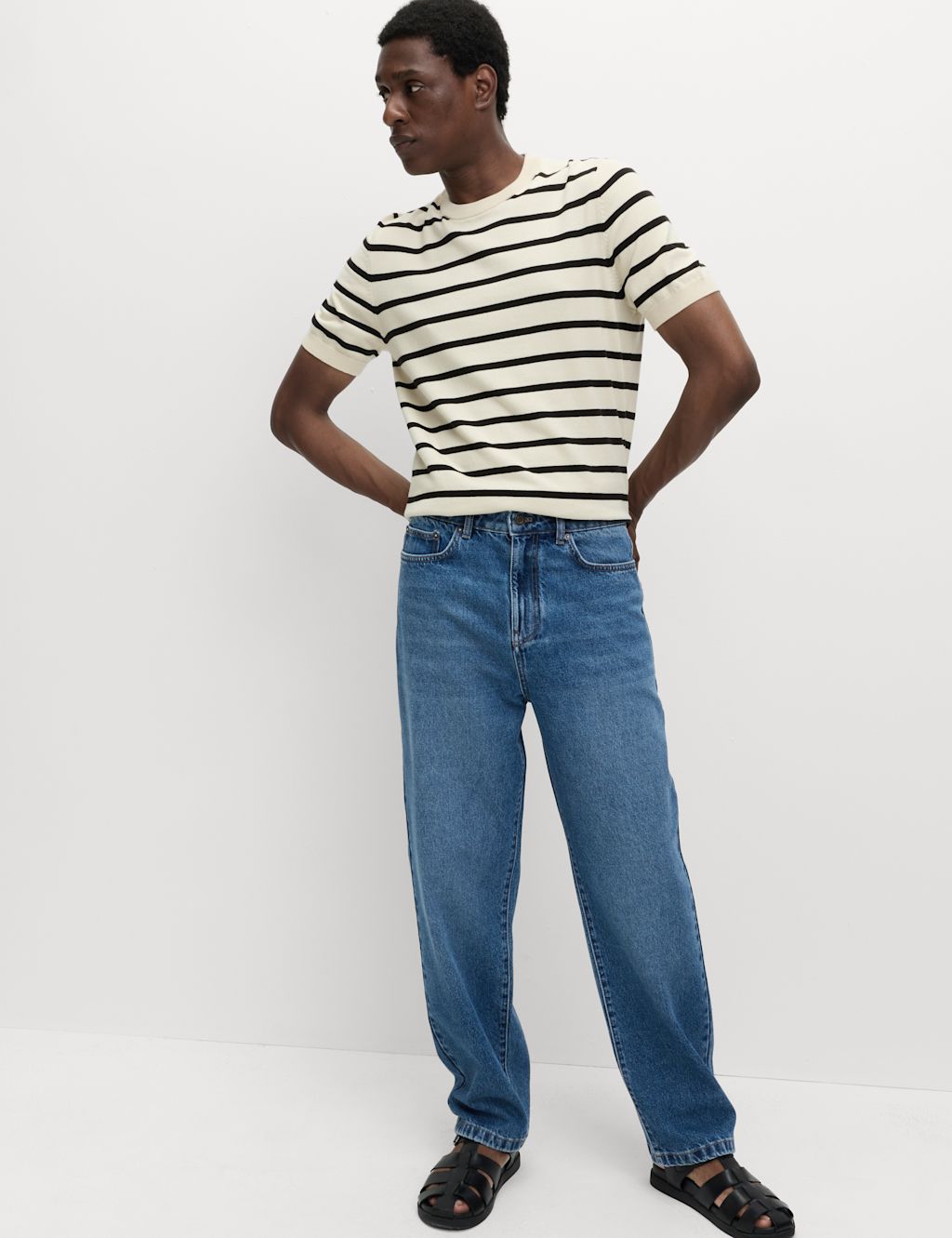 M&S Baggy Fit Denim Jeans - 3031 - Mid Blue, Mid Blue