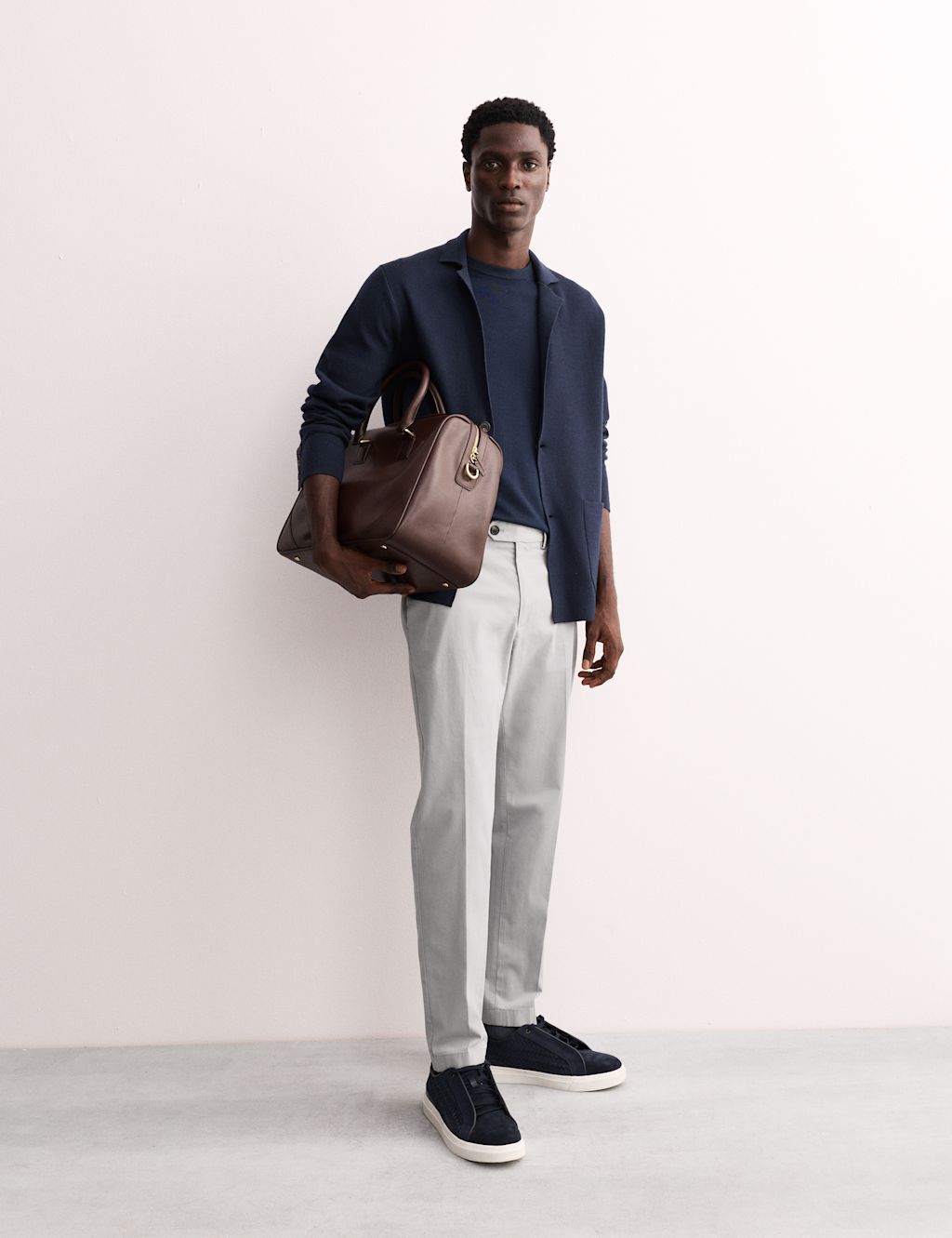JAEGER  Tailored Fit Italian Chinos - 34LNG - Platinum, Platinum