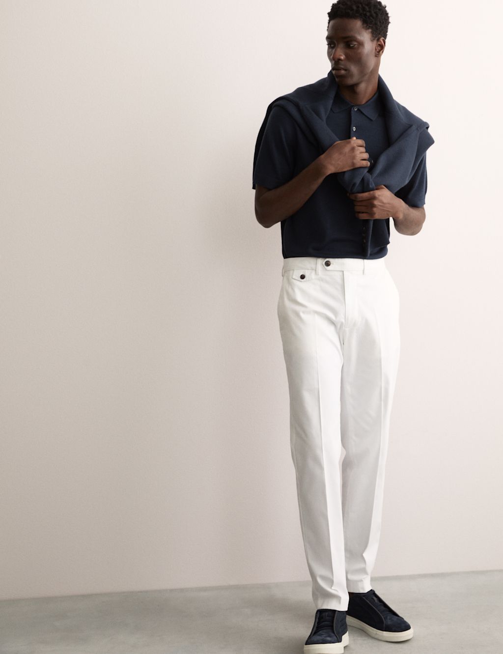 JAEGER  Tailored Fit Italian Chinos - 44REG - White, White