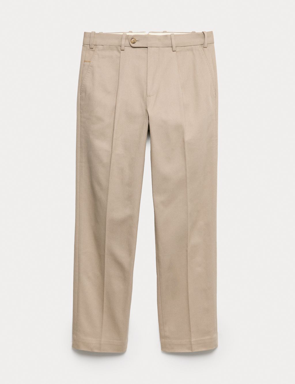 JAEGER  Pure Cotton Tapered Fit Pleated Twill Trousers - 34LNG - Buff, Buff