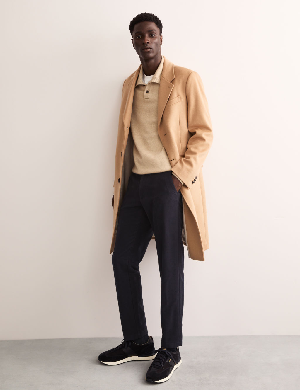 JAEGER  Tapered Fit Moleskin Flat Front Chinos - 42REG - Dark Ink, Dark Ink