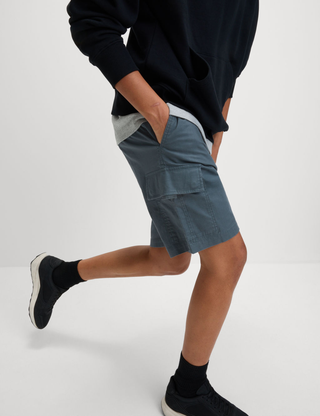 M&S Elasticated Waist Ripstop Cargo Shorts - SMID - Carbon, Carbon