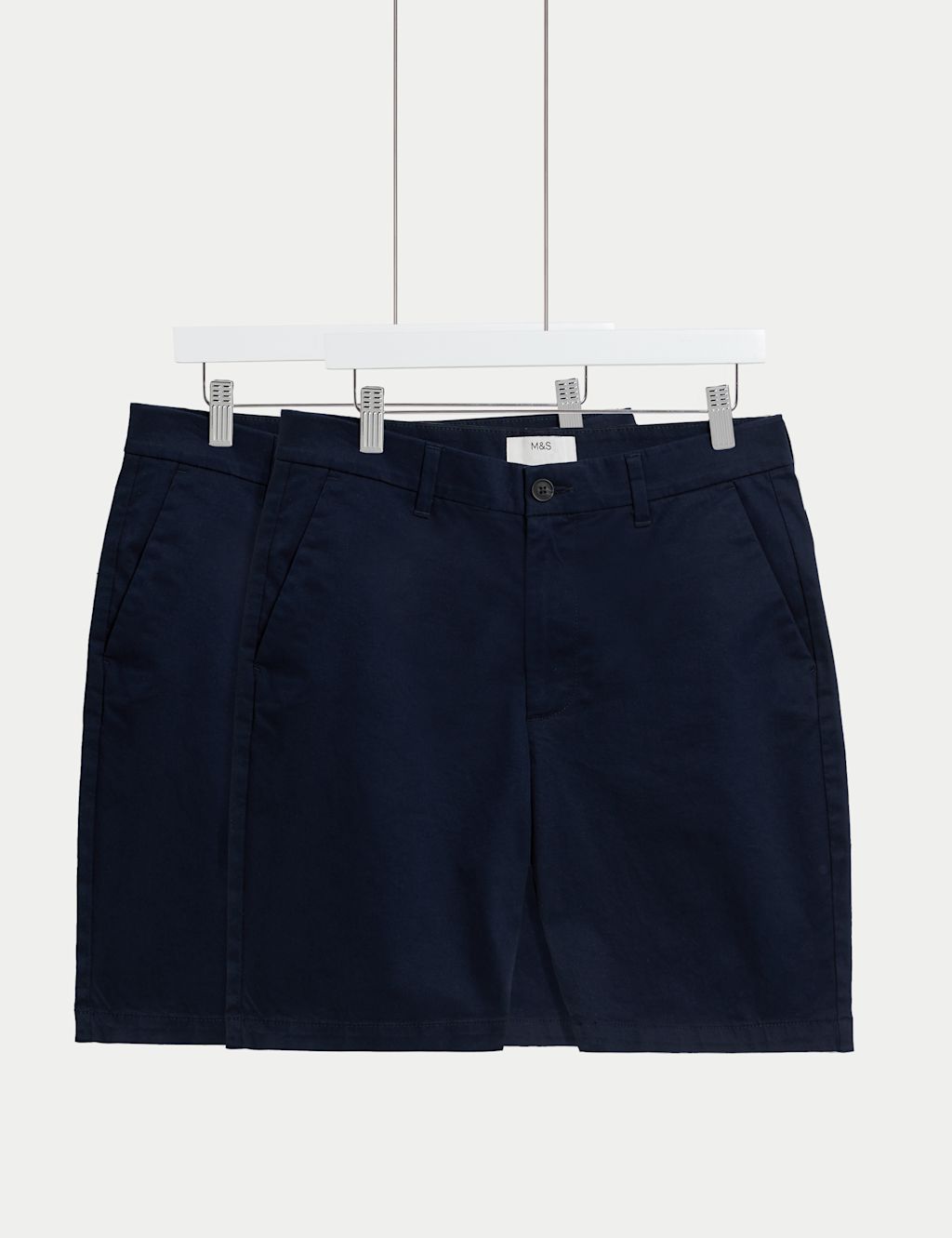 M&S 2 Pack Regular Fit Stretch Chino Shorts - 36MID - Dark Navy, Dark Navy