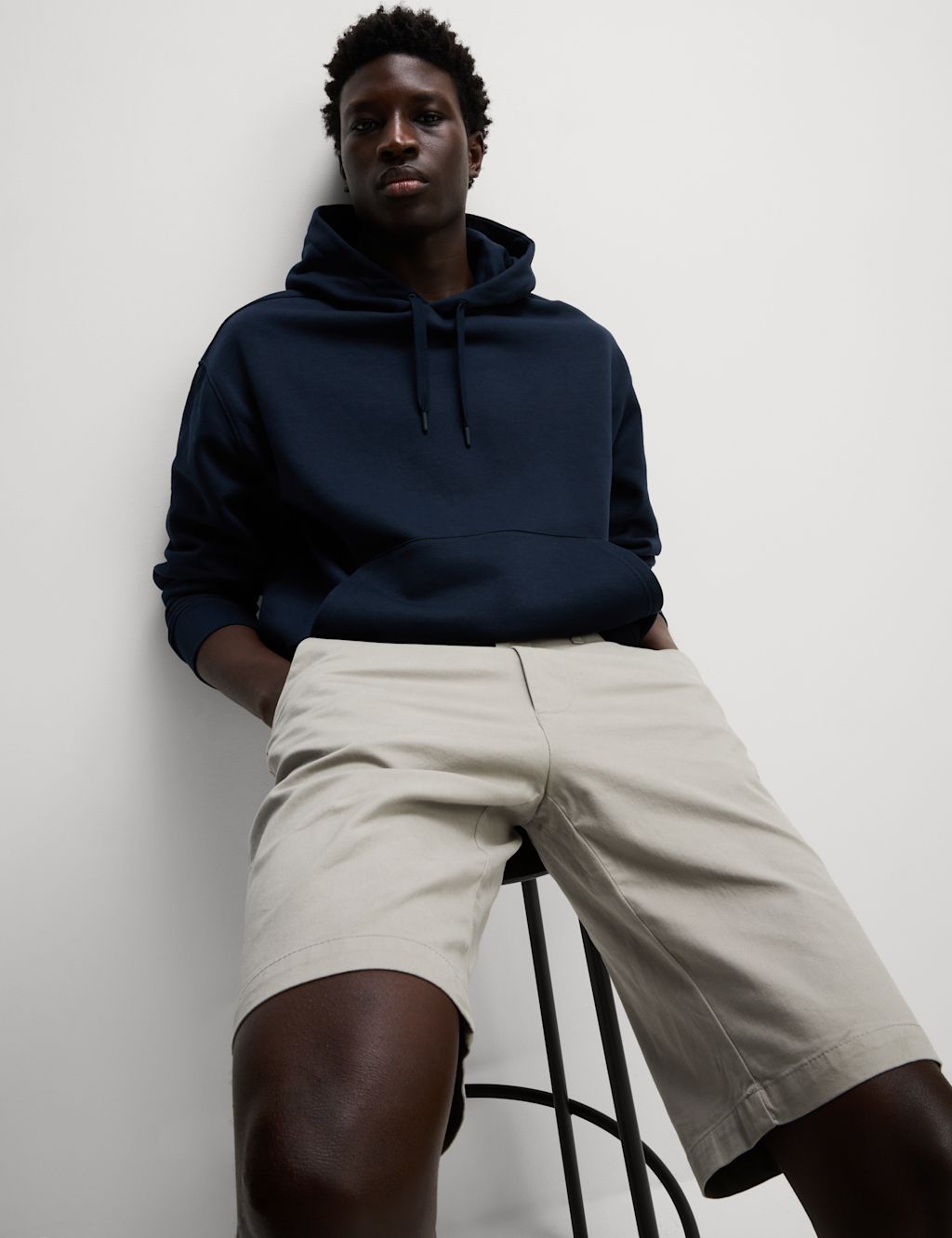 M&S Regular Fit Stretch Chino Shorts - 30SHT - Pebble, Pebble
