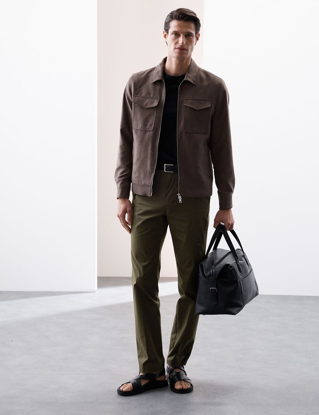 Autograph Regular Fit Super Lightweight Chinos - 3229 - Dark Olive, Dark Olive