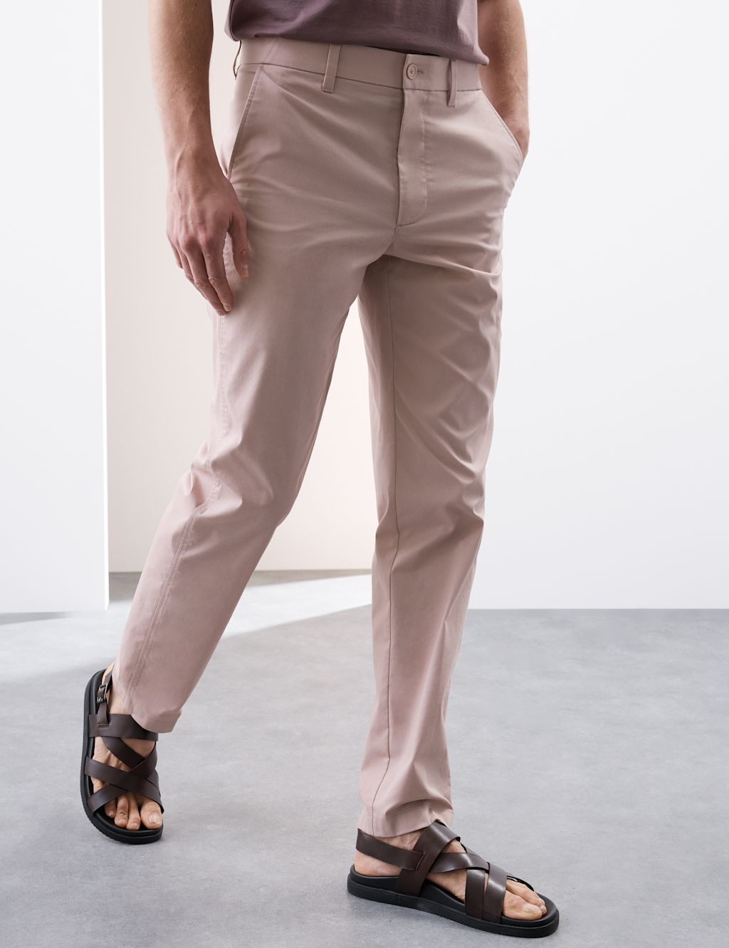 Autograph Regular Fit Super Lightweight Chinos - 3231 - Mallow, Mallow