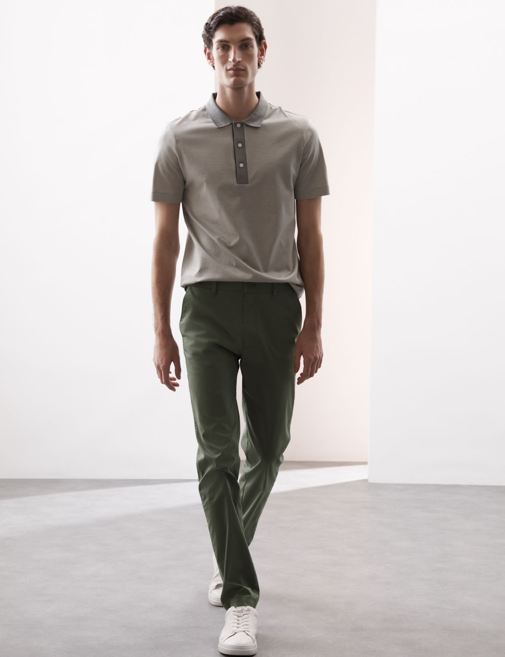 Autograph Slim Fit Super Lightweight Chinos - 3233 - Smokey Green, Smokey Green