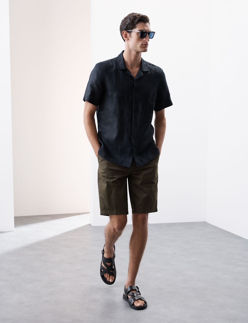 Autograph Regular Fit Super Lightweight Chino Shorts - 30MID - Dark Olive, Dark Olive