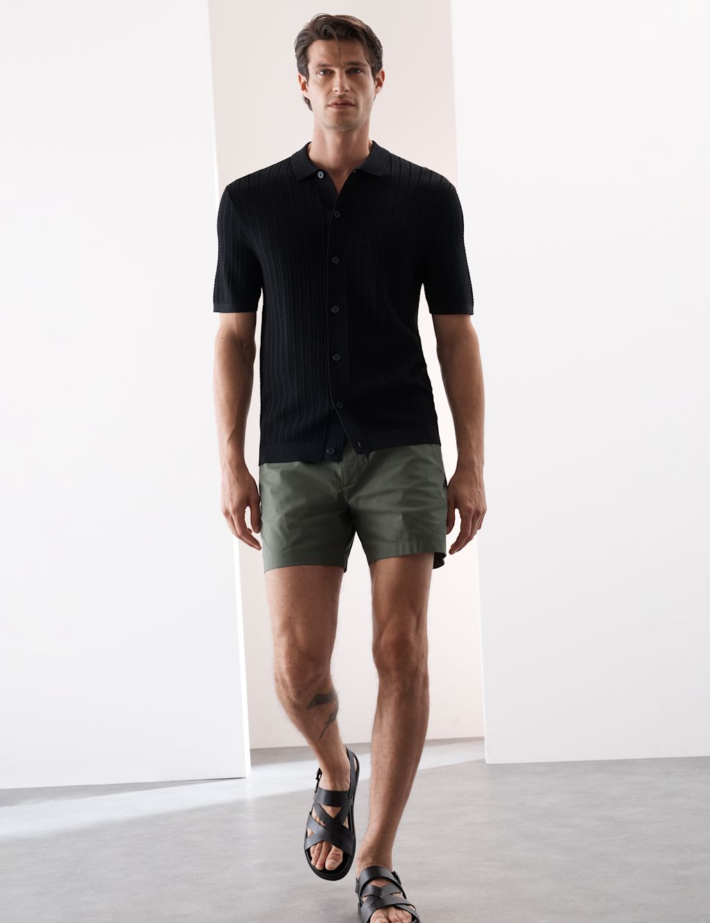 Autograph Regular Fit Super Lightweight Chino Shorts - 30MID - Smokey Green, Smokey Green