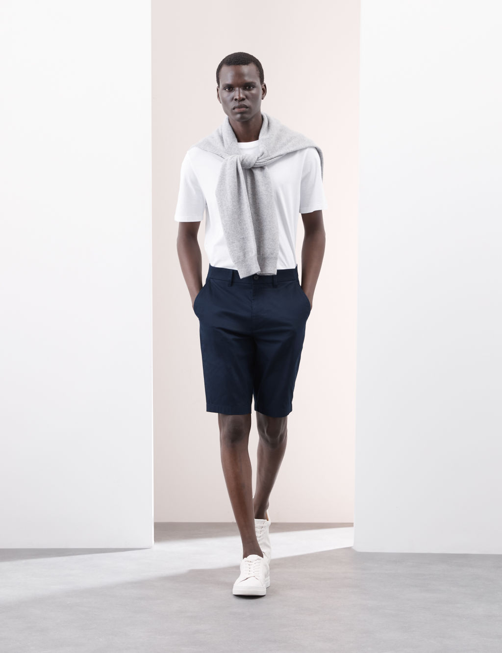 Autograph Slim Fit Super Lightweight Chino Shorts - 40MID - Dark Navy, Dark Navy
