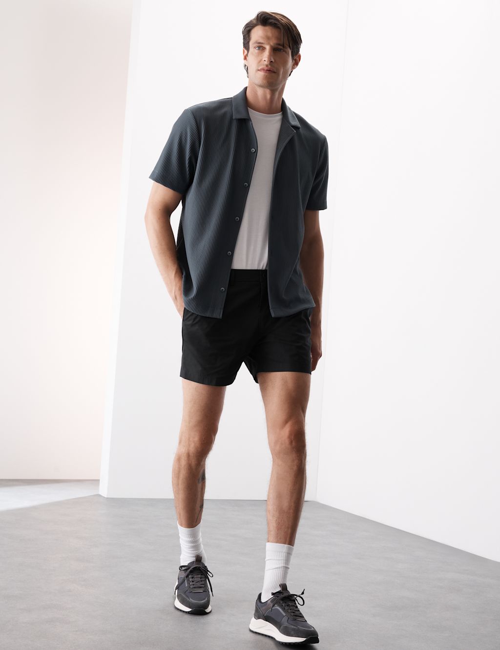 Autograph Slim Fit Super Lightweight Chino Shorts - 30SHT - Black, Black