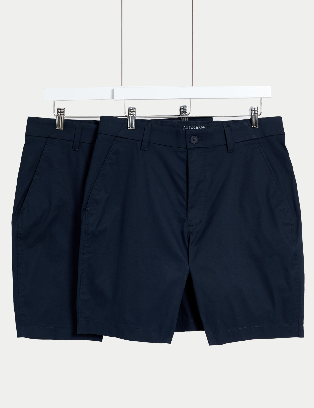 Autograph 2 Pack Slim Fit Lightweight Chino Shorts - 28MID - Navy, Navy