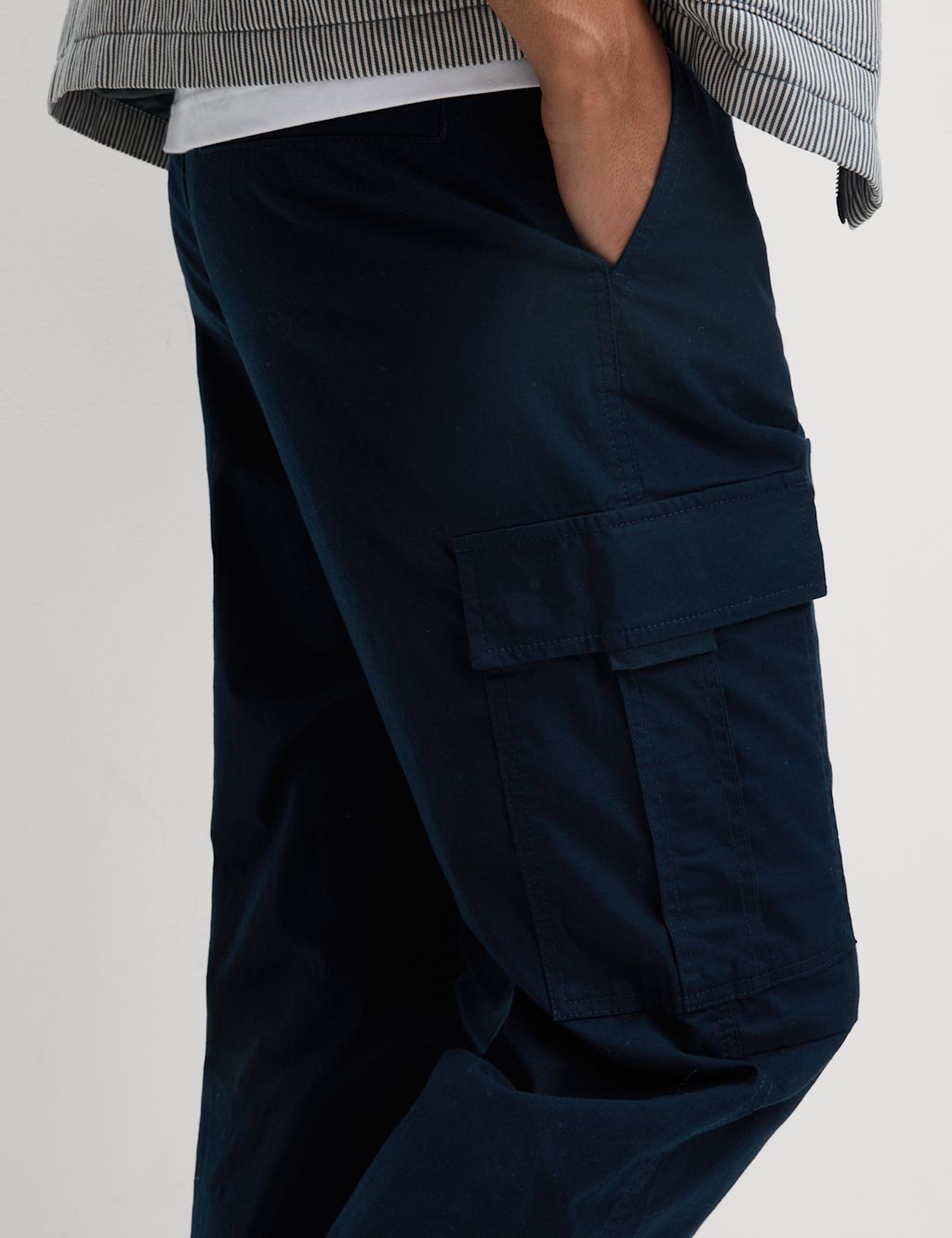 M&S Slim Fit Ripstop Cargo Trousers - XS - Dark Navy, Dark Navy