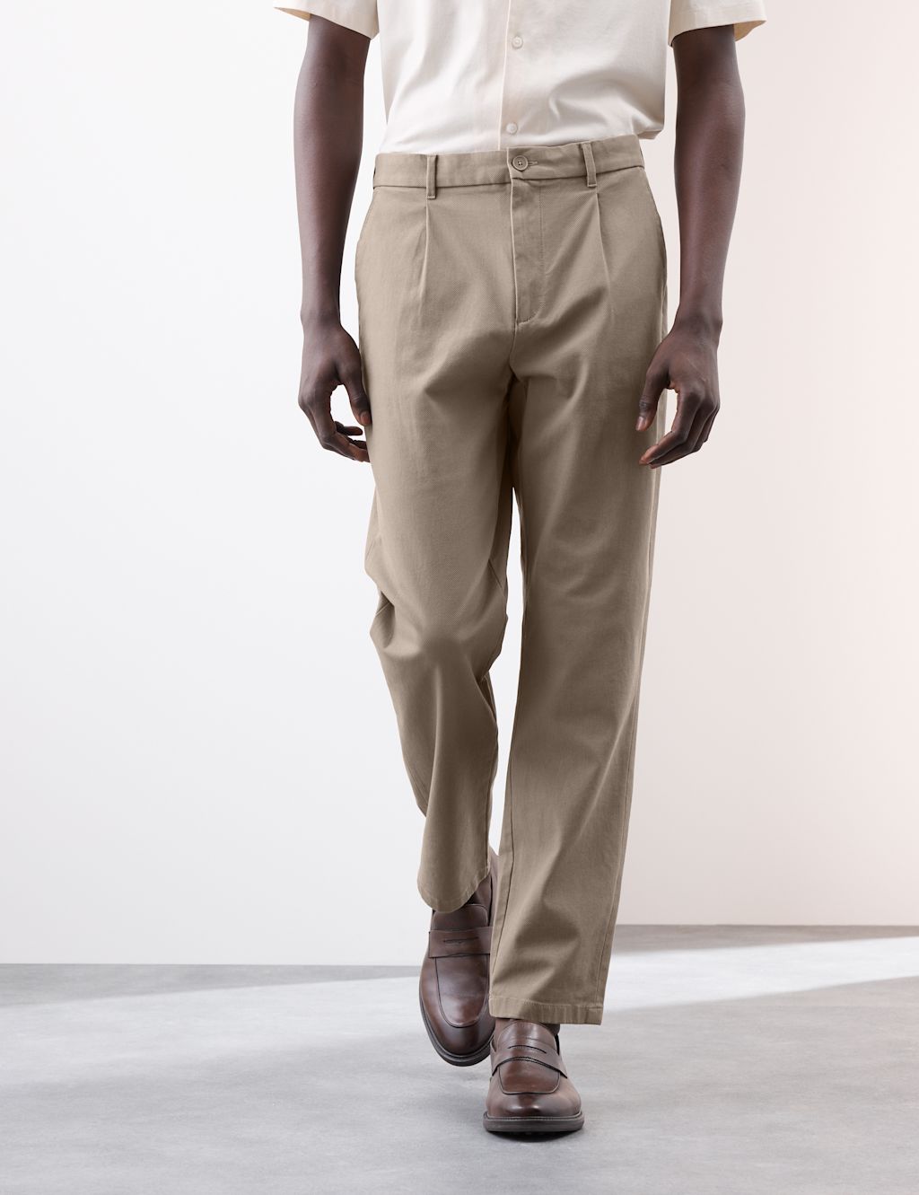 Autograph Regular Fit Textured Dobby Pleat Front Chinos - 3233 - Onyx, Onyx