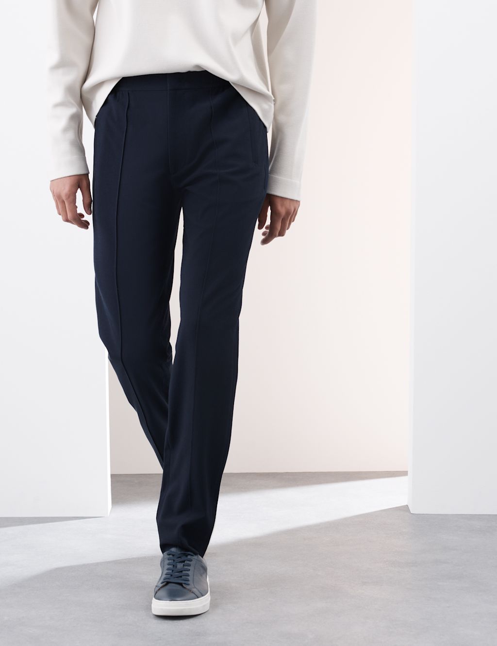 Autograph Seersucker Trousers - LREG - Navy, Navy