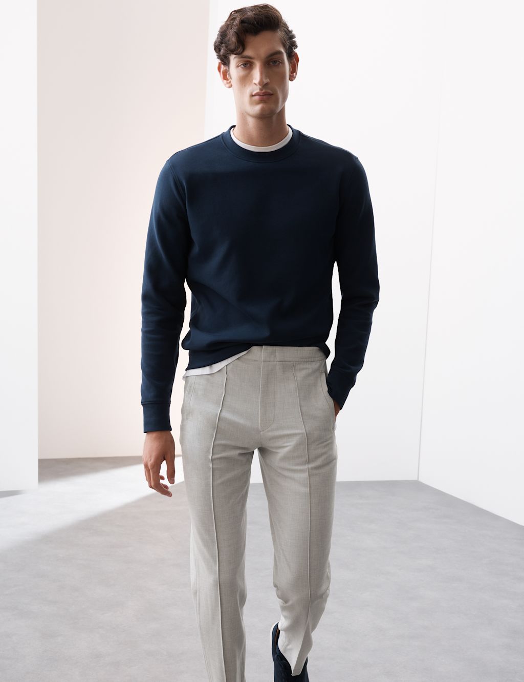 Autograph Seersucker Trousers - LSHT - Grey, Grey