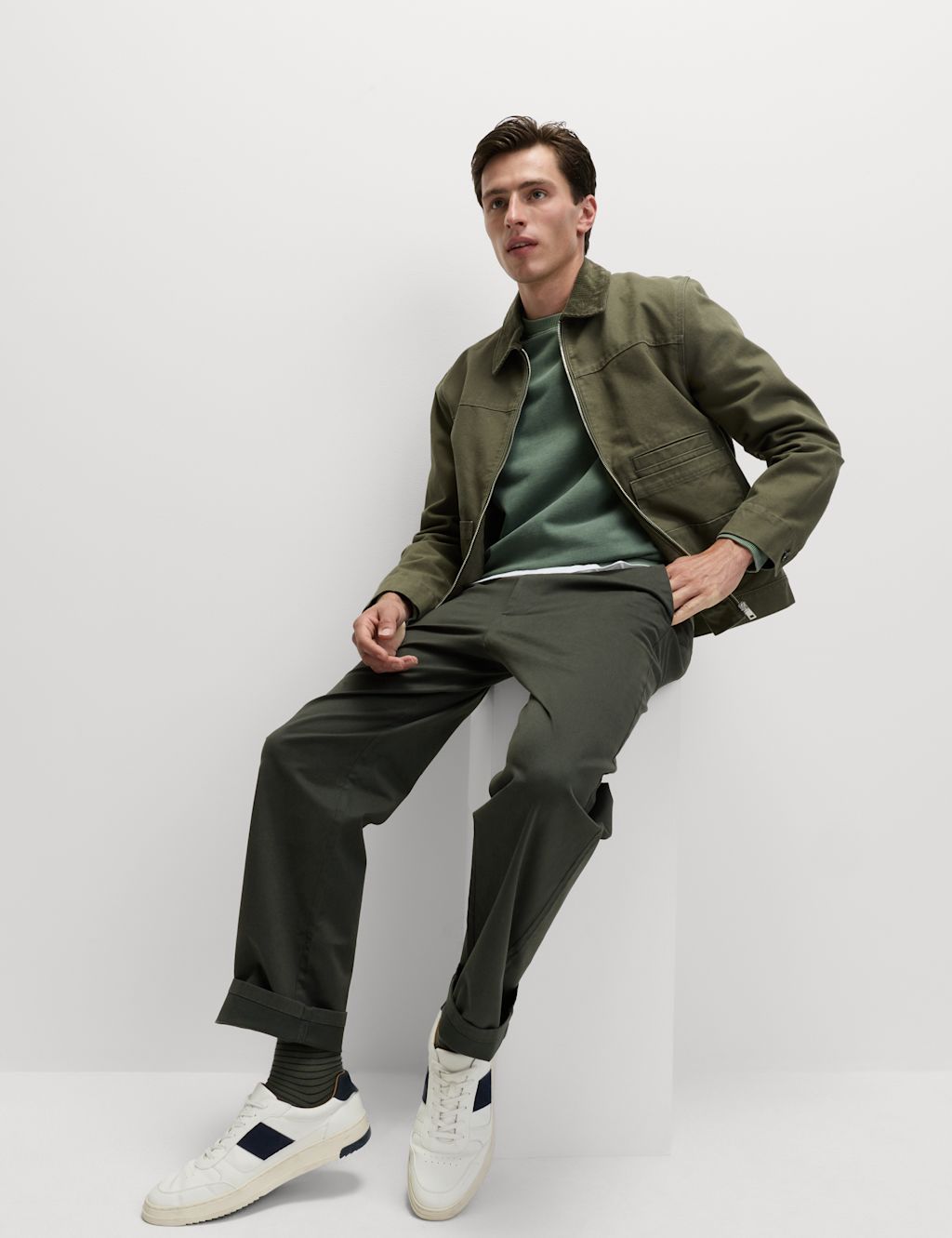 M&S Loose Fit Stretch Chinos - 4429 - Dark Pewter, Dark Pewter