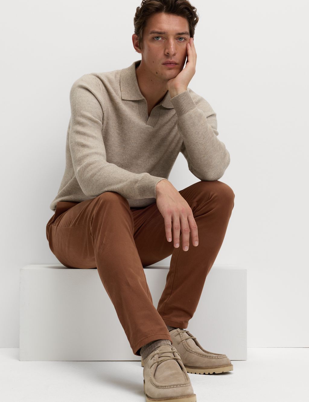 M&S Slim Fit Cotton Rich Stretch Chinos - 3229 - Nutmeg, Nutmeg