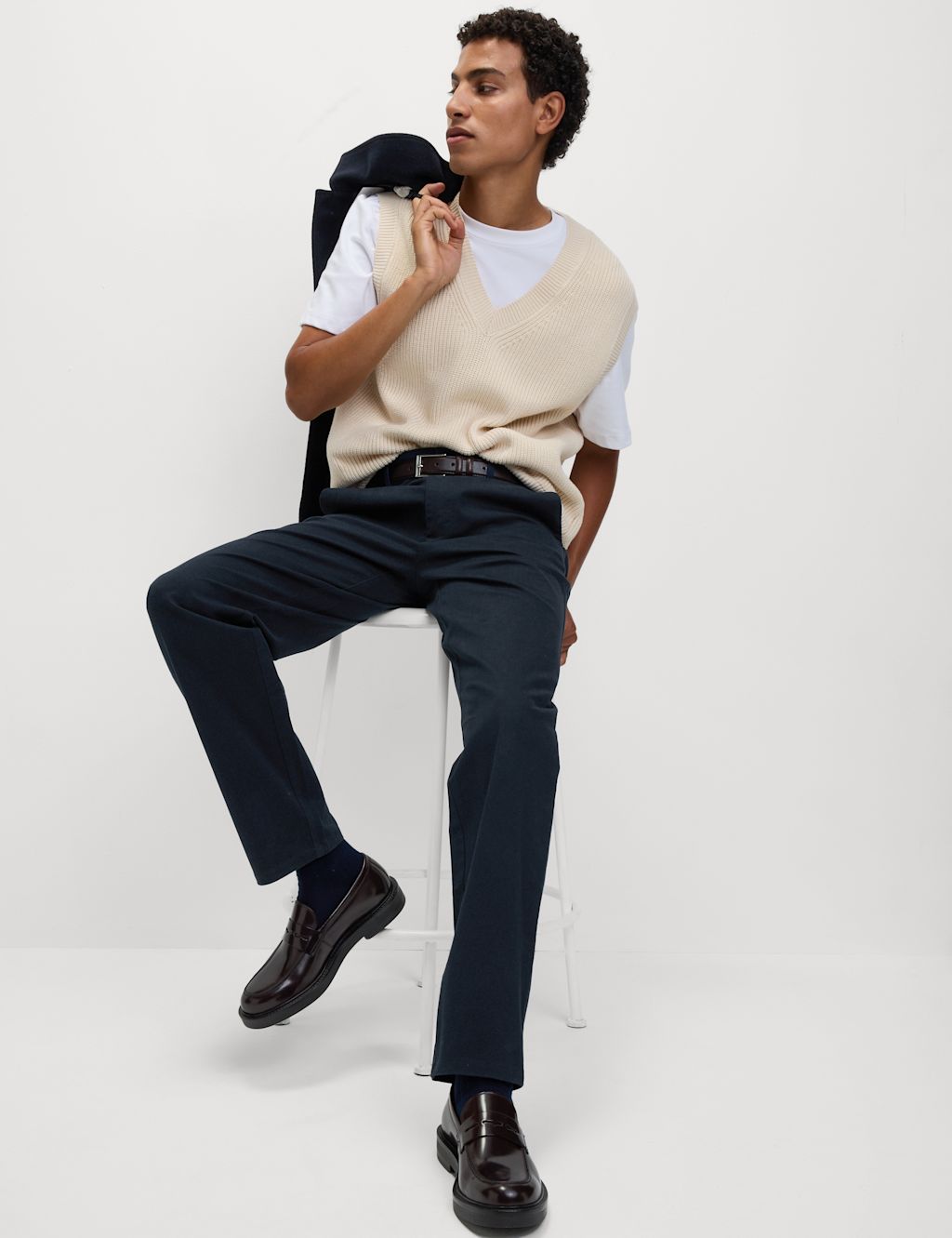 M&S Regular Fit Stretch Chinos - 4227 - Navy, Navy