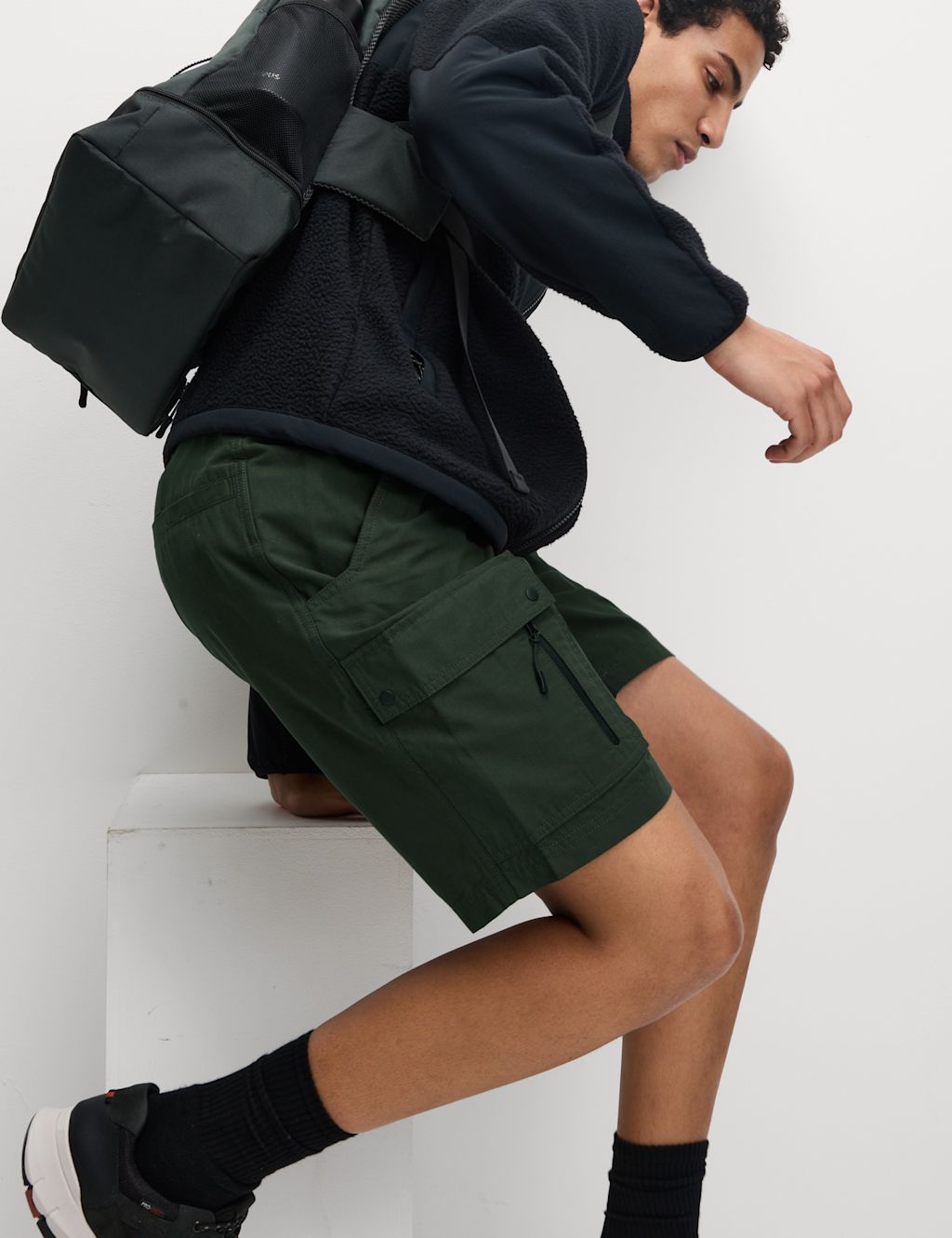 M&S Ripstop Textured Trekking Shorts with Stormwear™ - 32 - Dark Khaki, Dark Khaki