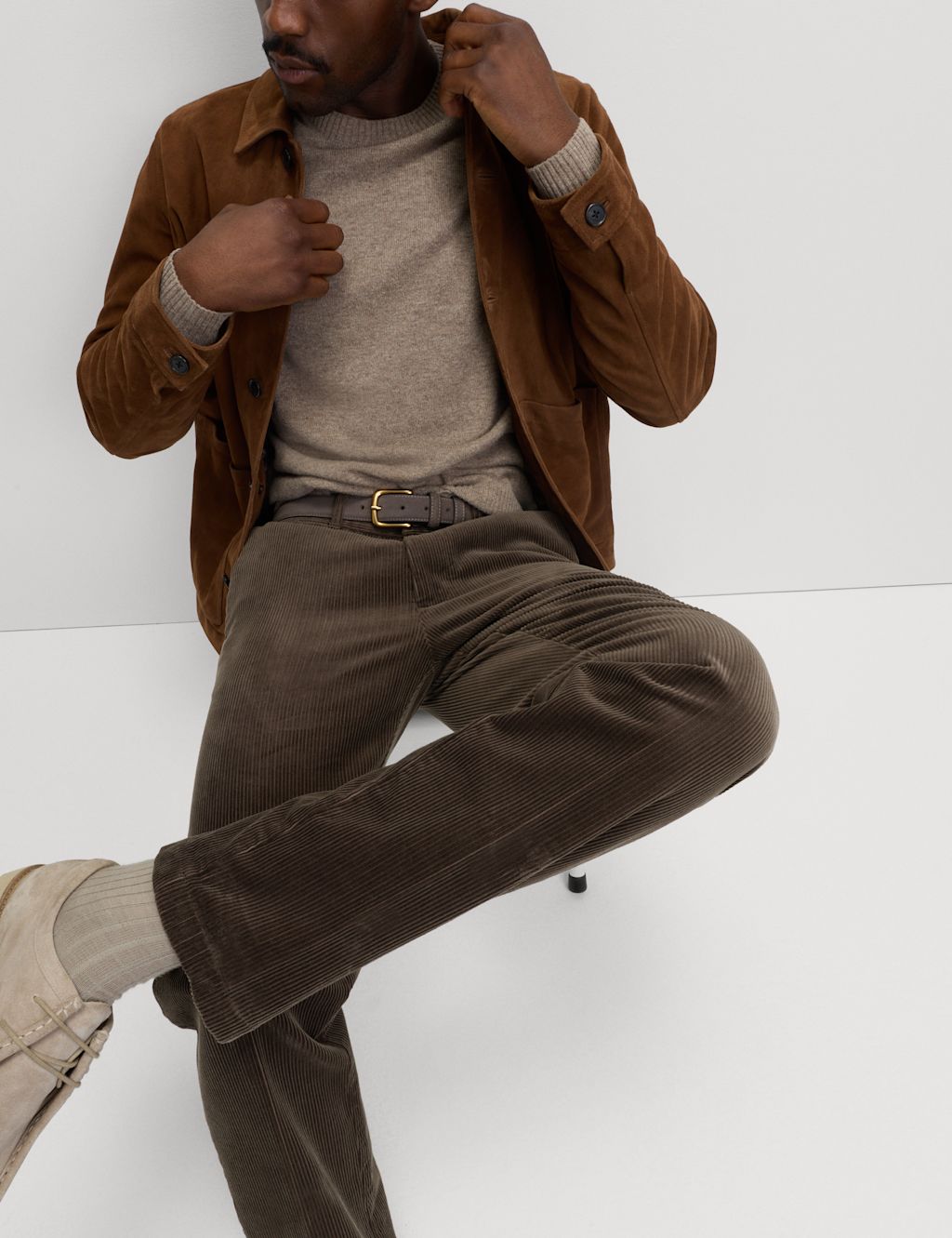 M&S Regular Fit Cotton Rich Luxury Cord Chinos - 3229 - Mole, Mole