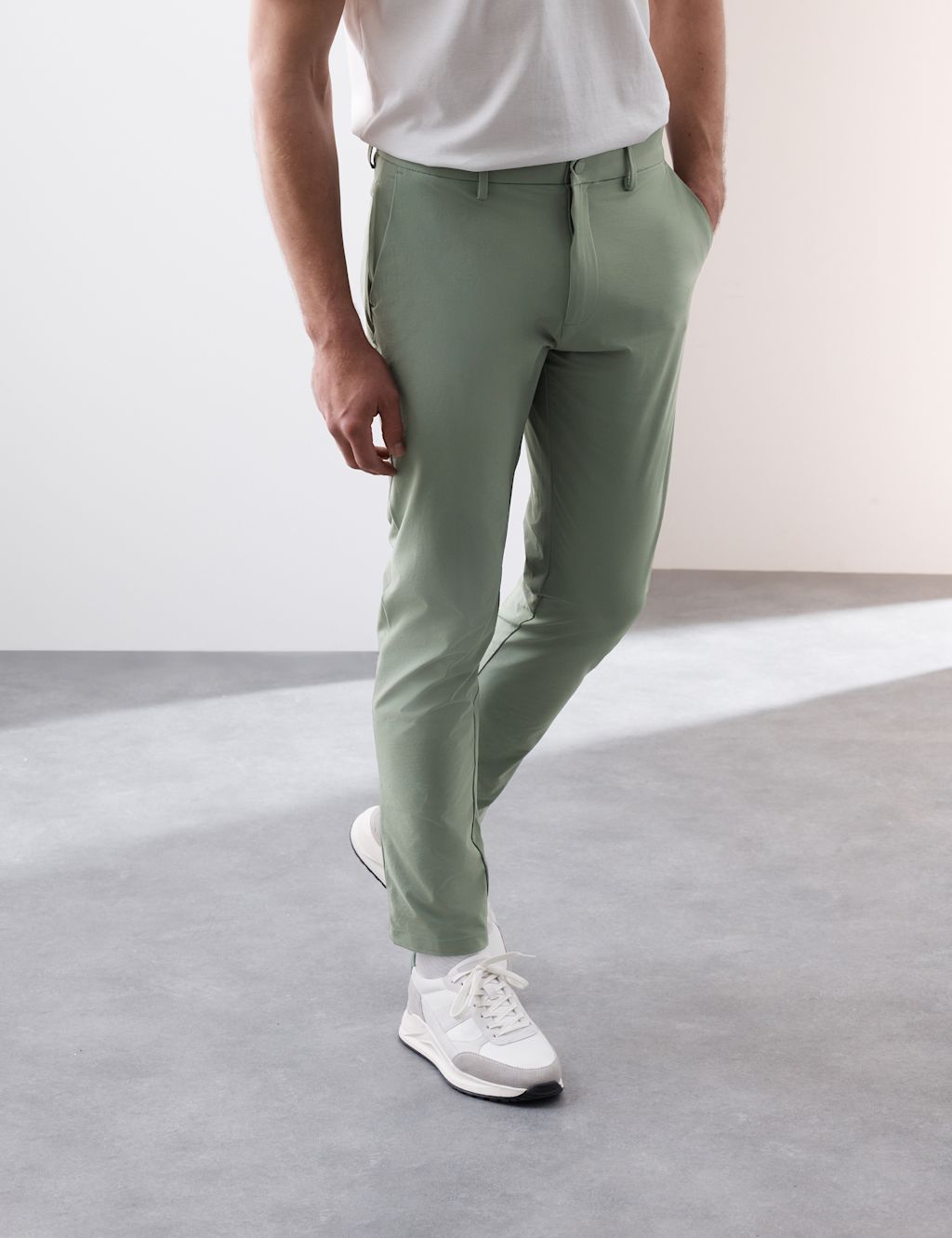 Autograph Slim Fit Technical Performance Chinos - 32 - Smokey Green, Smokey Green