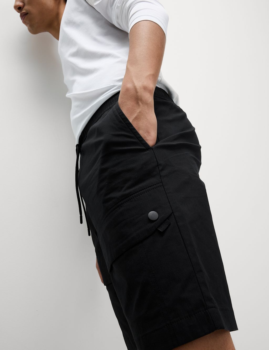 M&S Lightweight Stretch Cargo Shorts with Stormwear™ - LMID - Black, Black