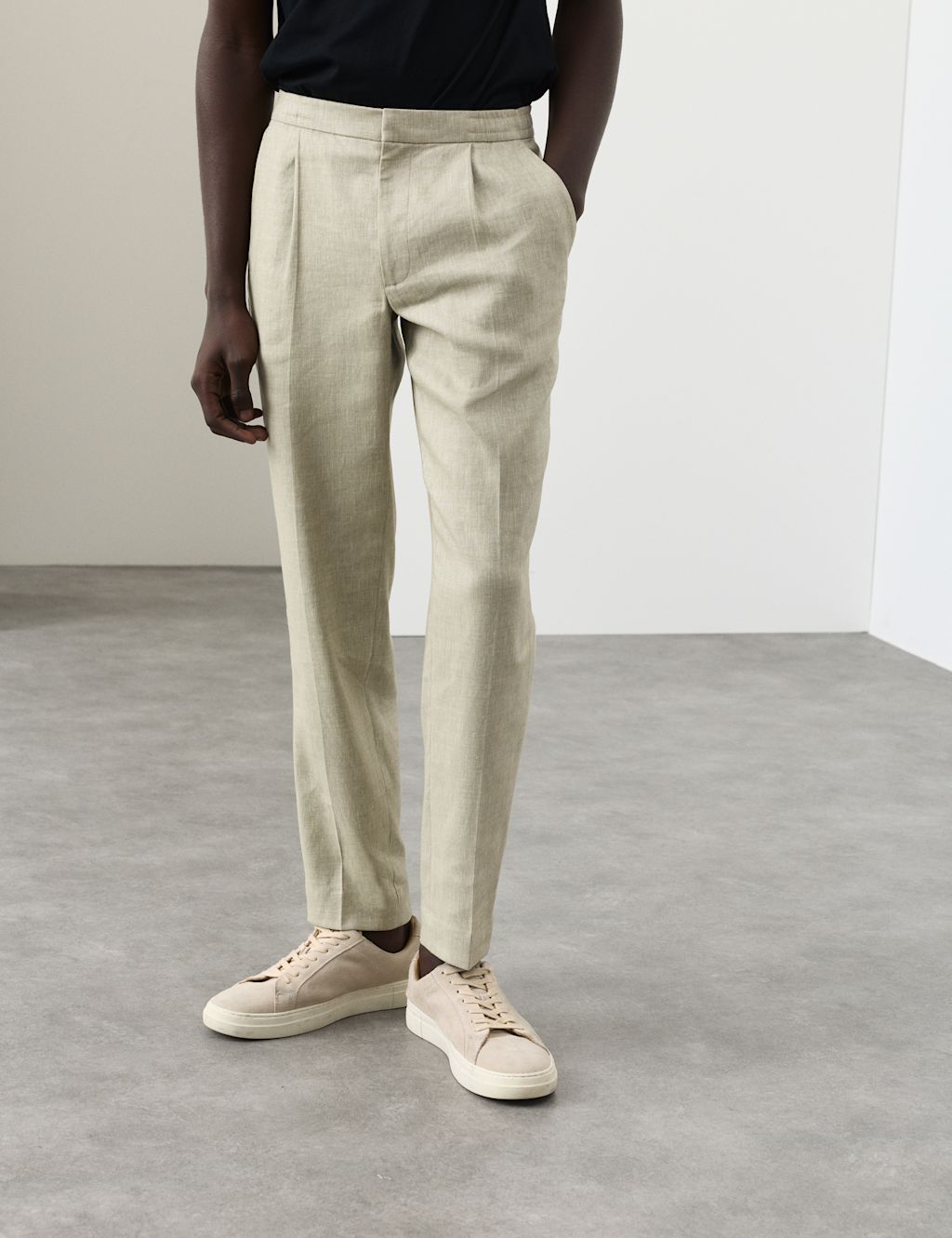 Autograph Performance Linen Blend Trousers - XL - Dark Olive, Dark Olive