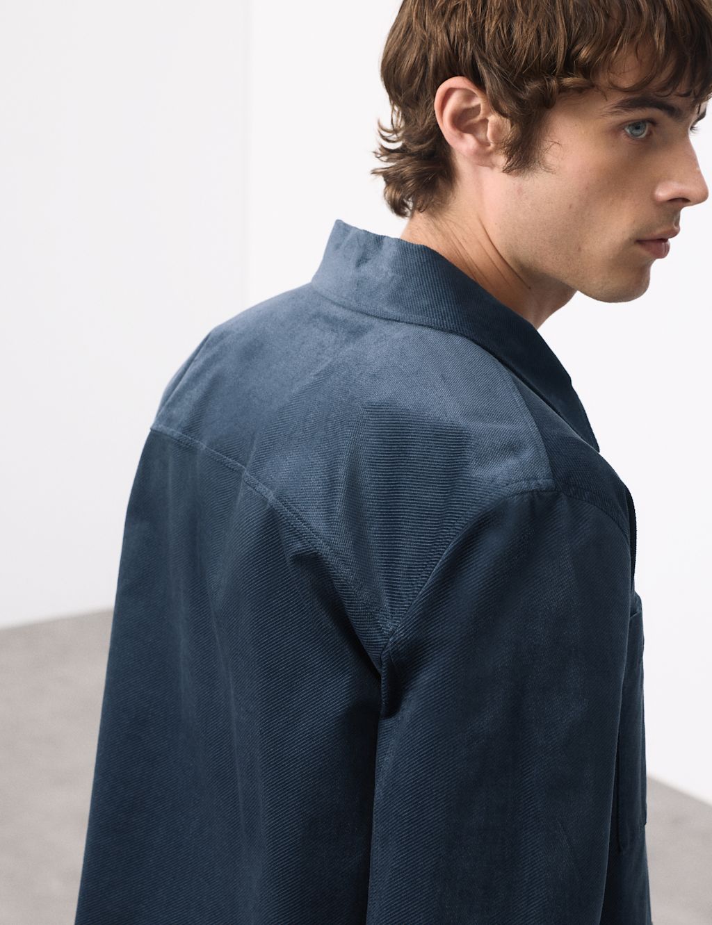 Autograph Regular Fit Cotton Rich Corduroy Shirt - SREG - Blue, Blue