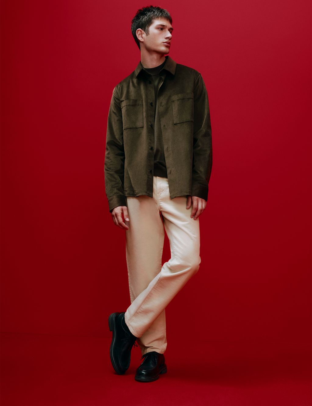 Autograph Regular Fit Cotton Rich Corduroy Shirt - LREG - Dark Khaki, Dark Khaki